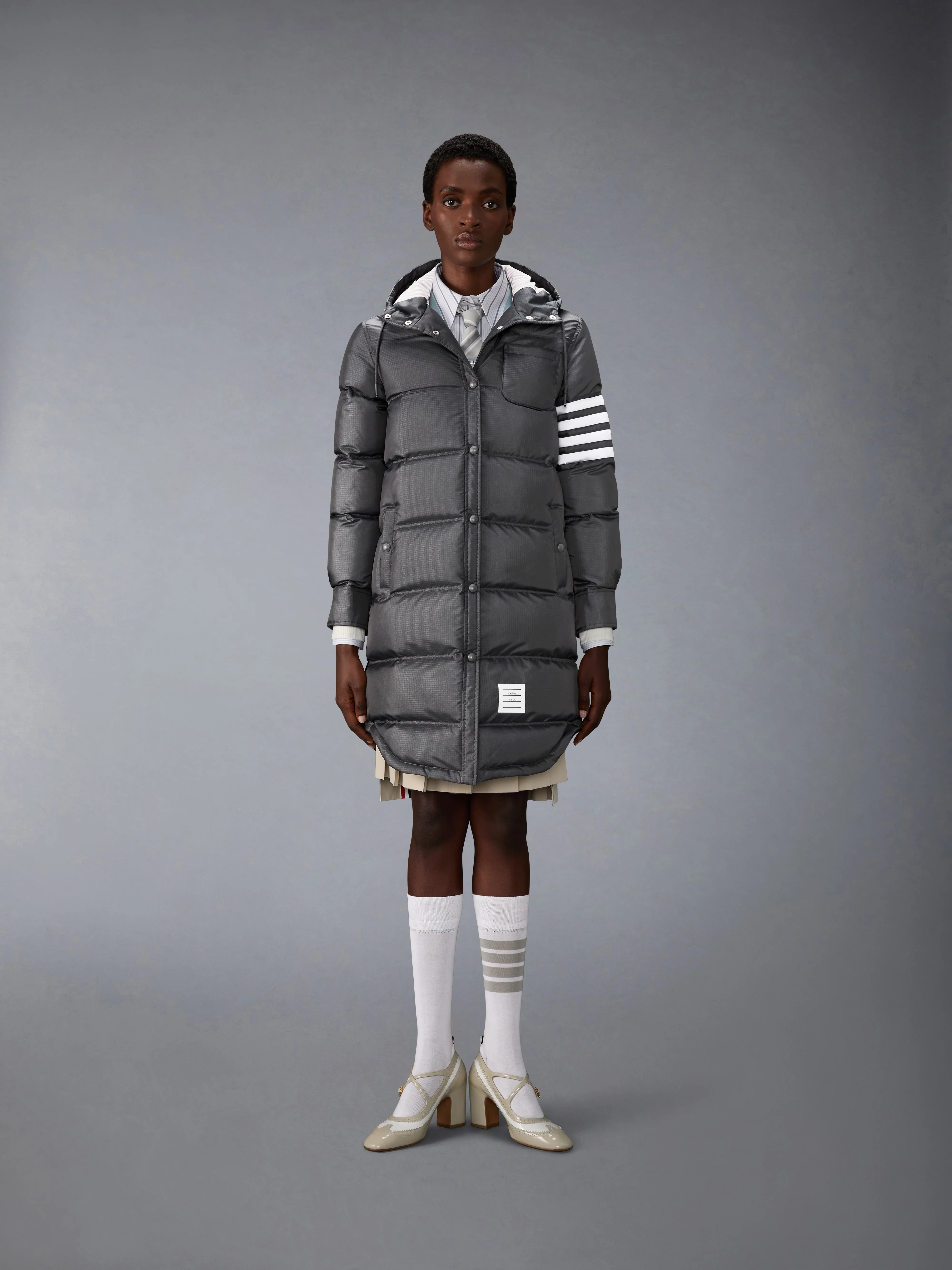 SHINY RIPSTOP LIGHTWEIGHT DOWN FILLED 4-BAR PARKA