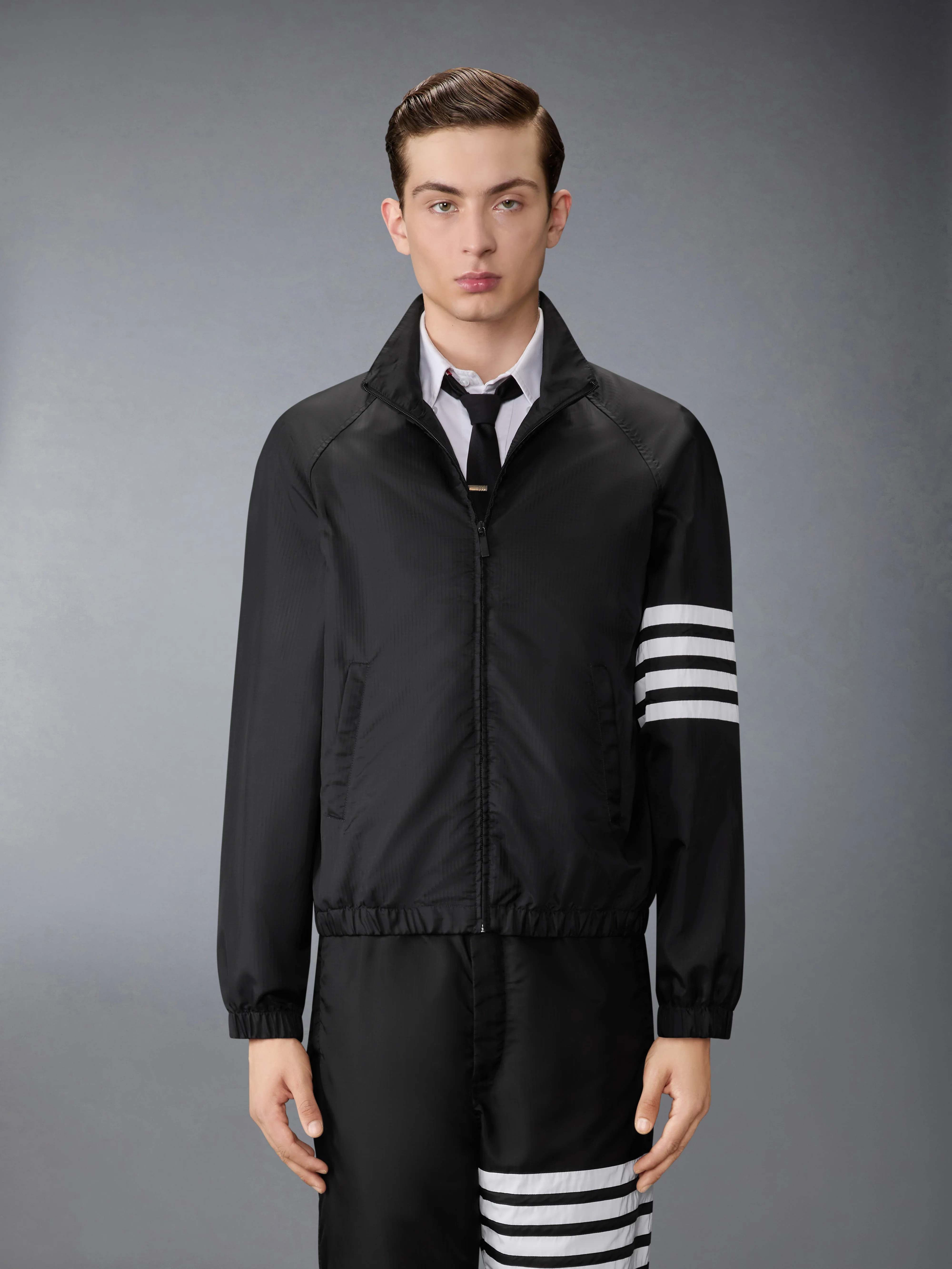 SHINY RIPSTOP RAGLAN 4-BAR TRACK JACKET