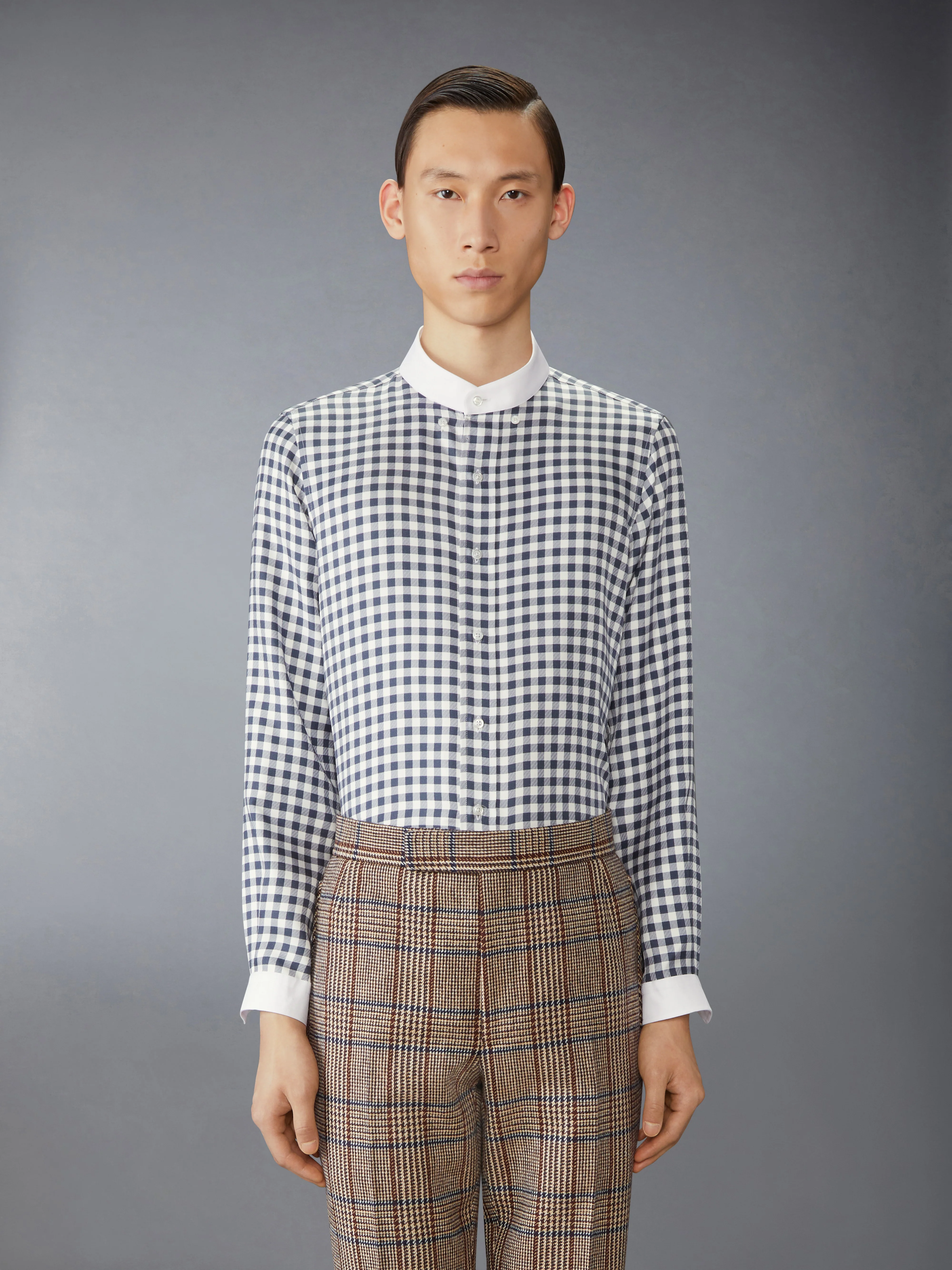 SILK TWILL GINGHAM SHIRT