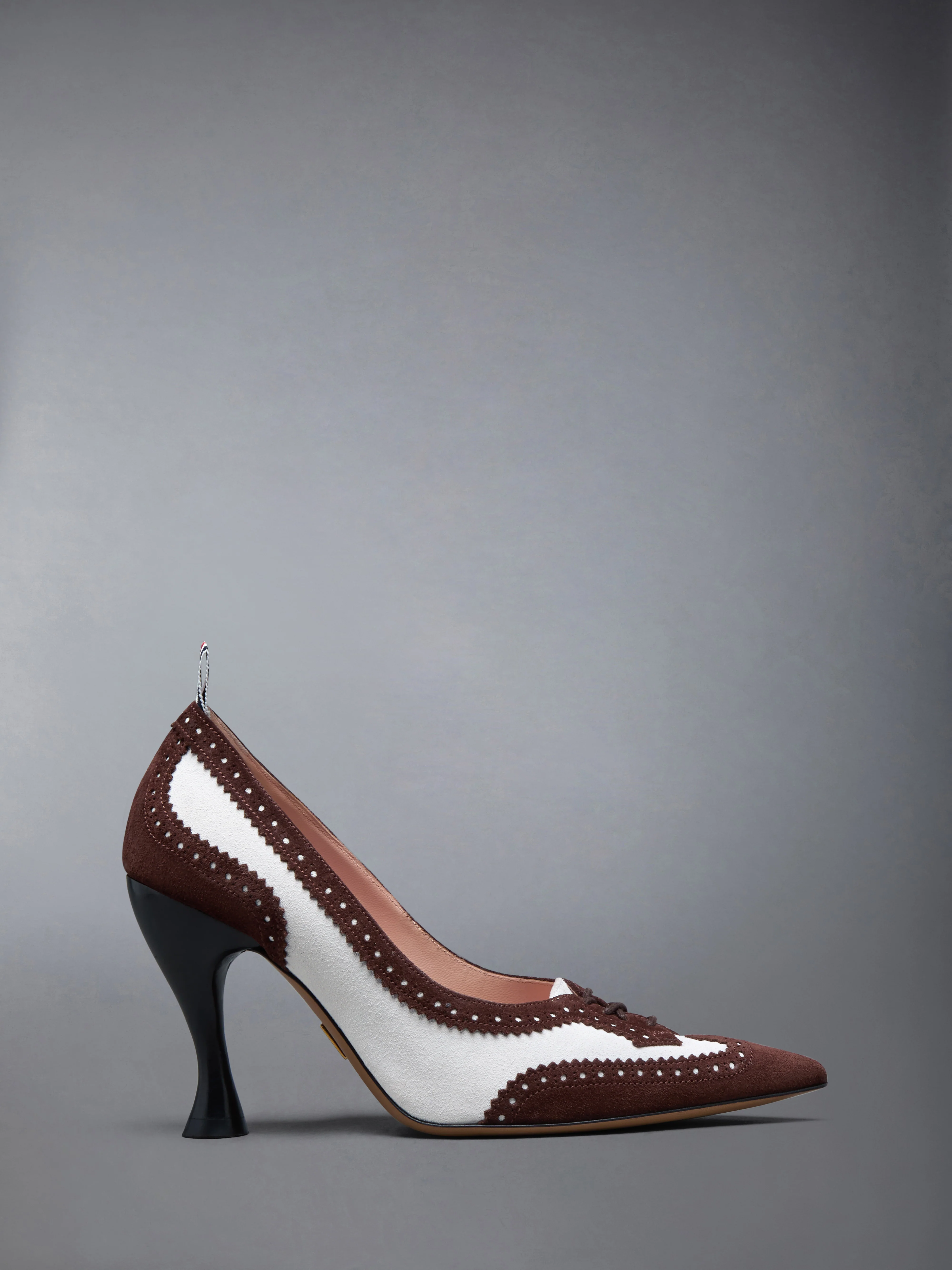 CALF SUEDE LOW THROAT WINGTIP PUMP 90MM