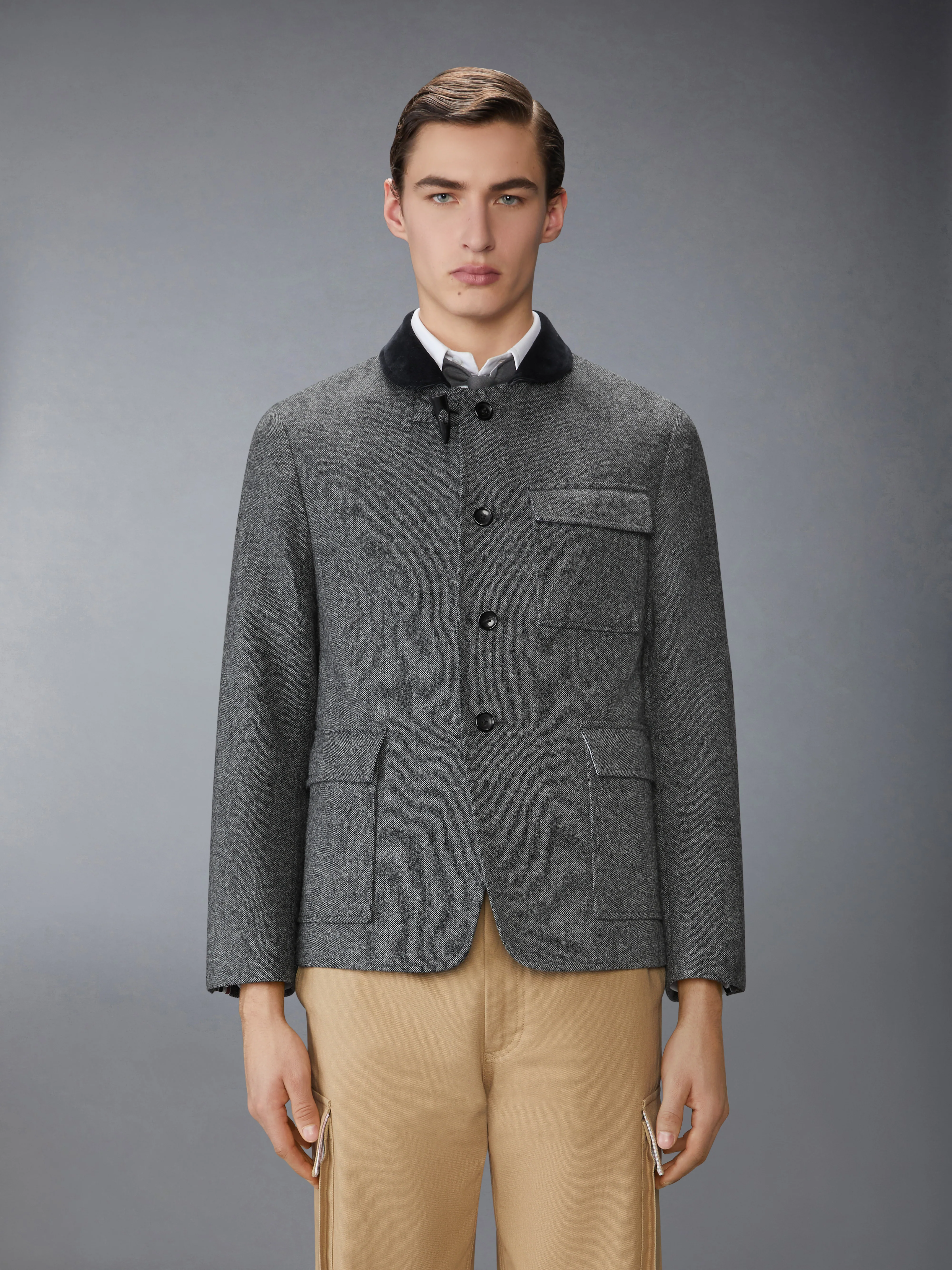 SOLID DONEGAL TWEED FISHERMAN SHAWL SPORTCOAT