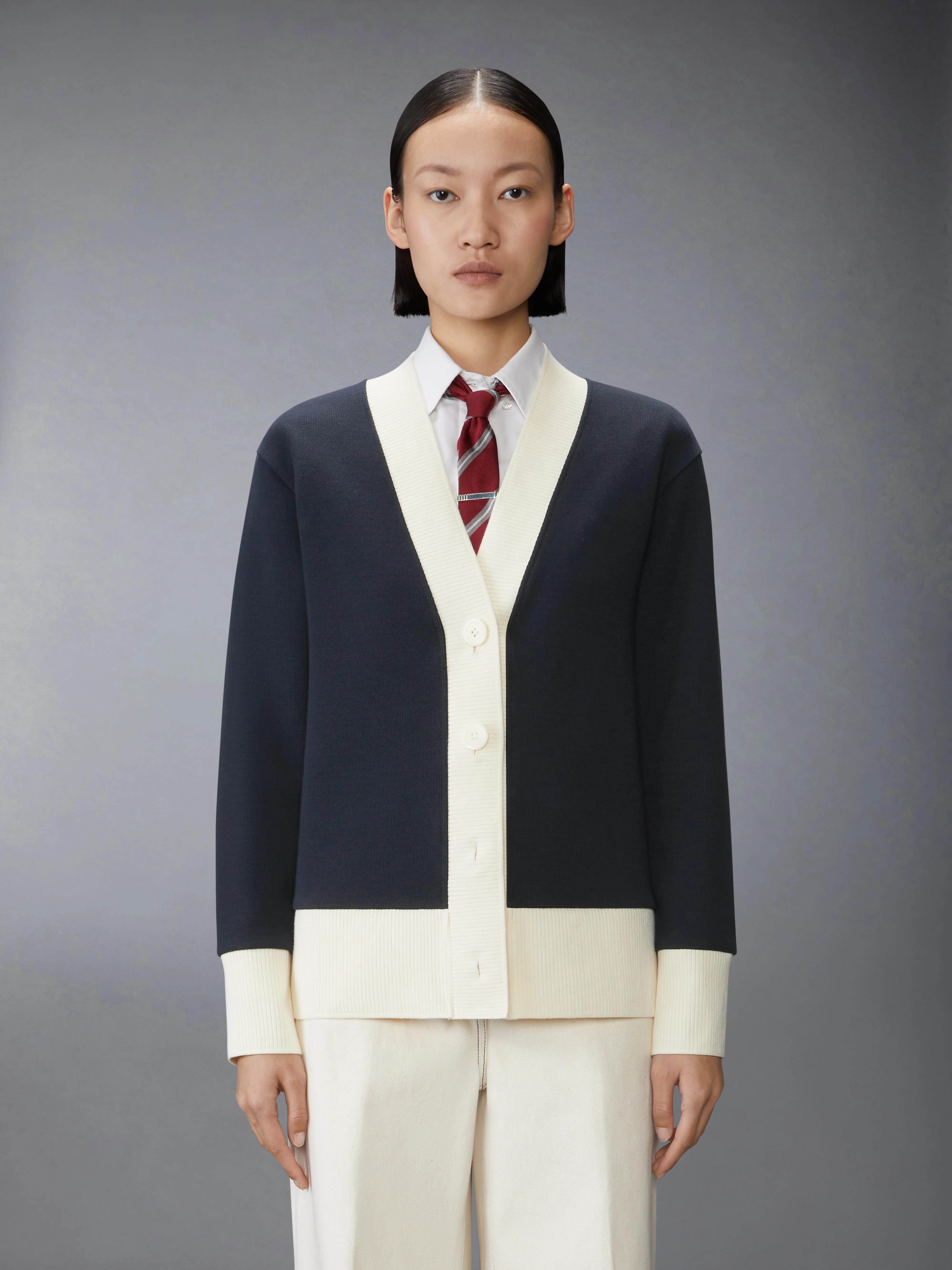 SOLID DOUBLE FACE KNIT OVERSIZED CARDIGAN