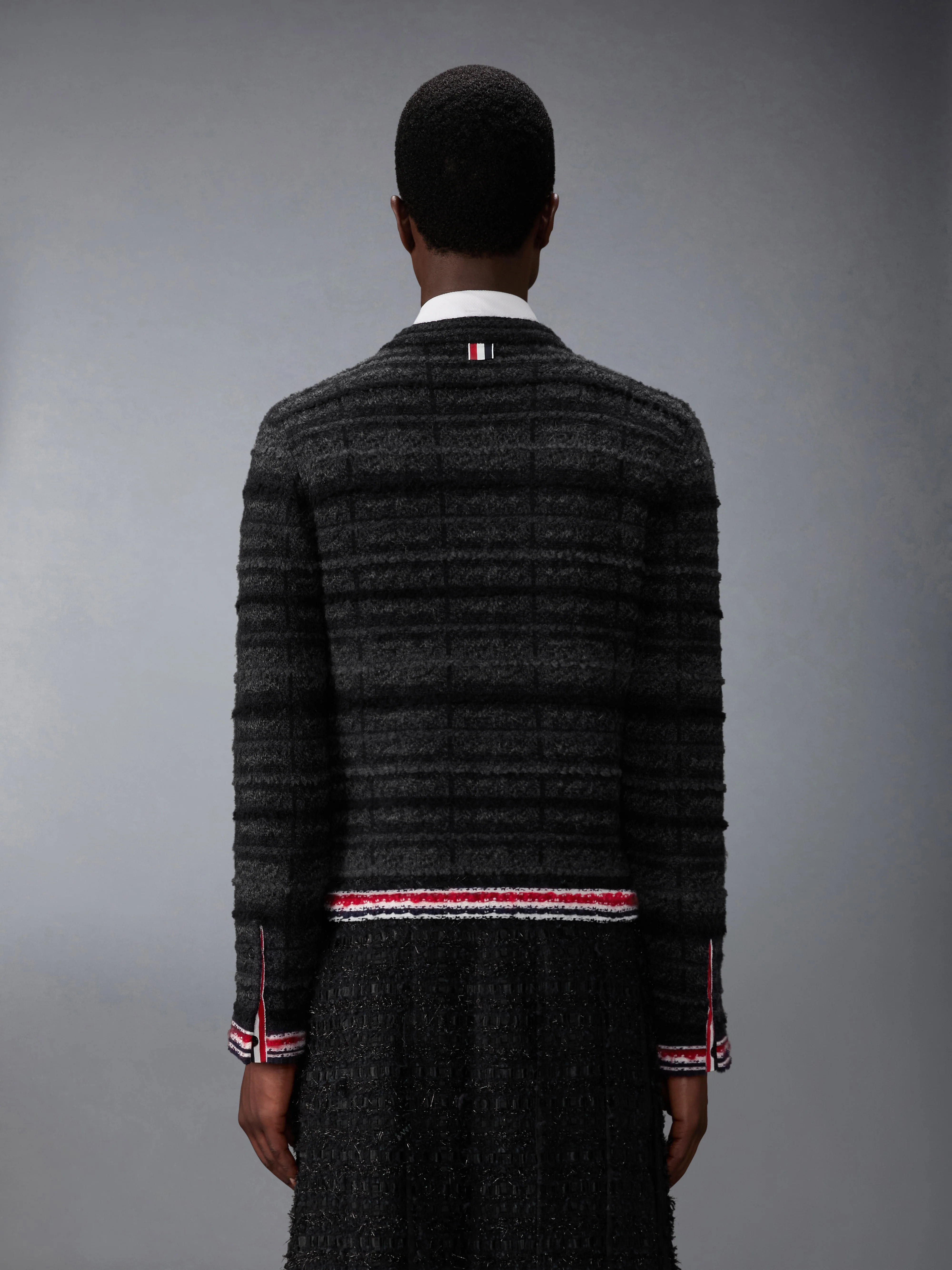 TARTAN JACQUARD MERINO MOHAIR CARDIGAN JACKET