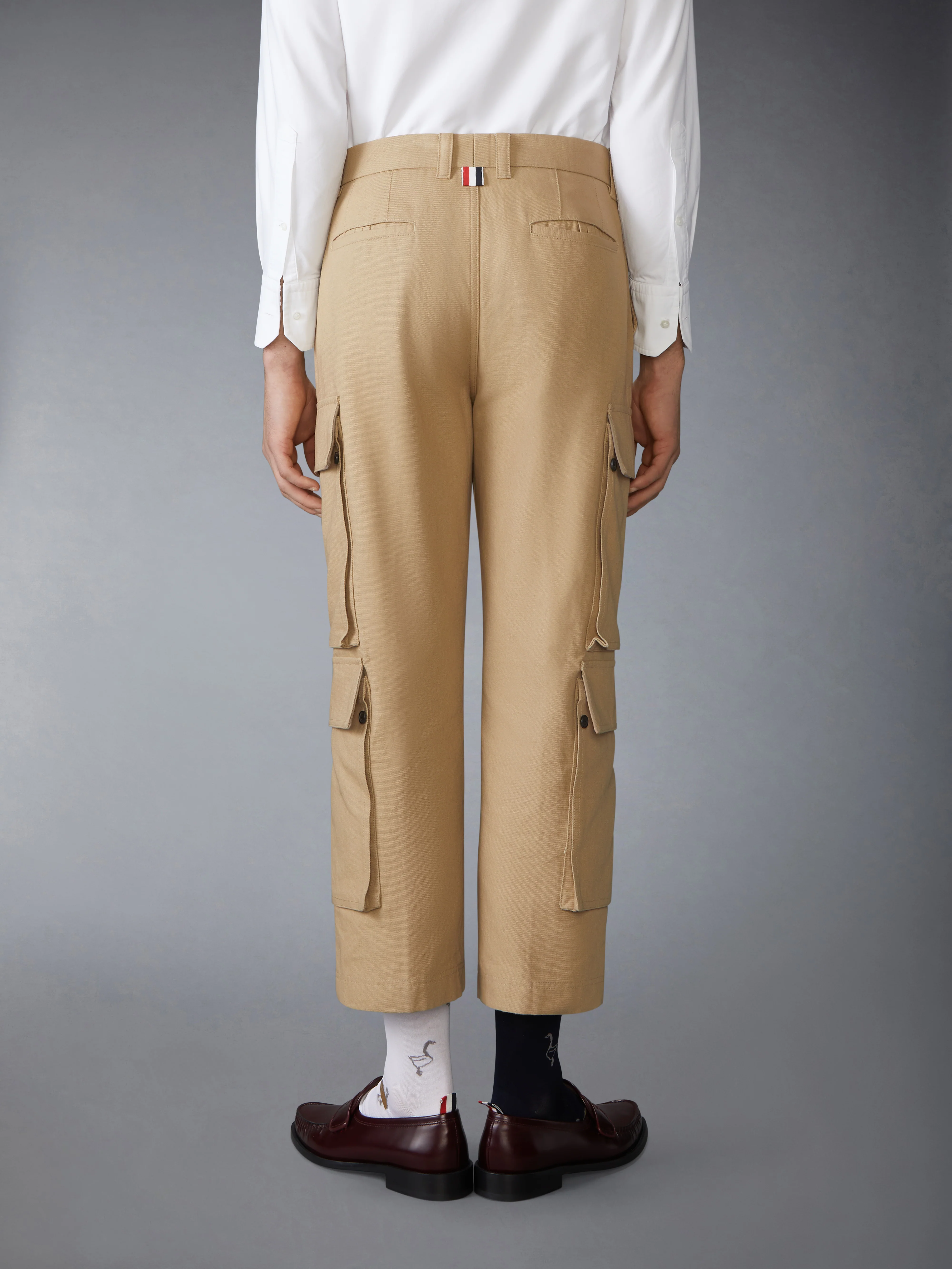 WASHED COTTON UTILITY CHINO CARGO TROUSER