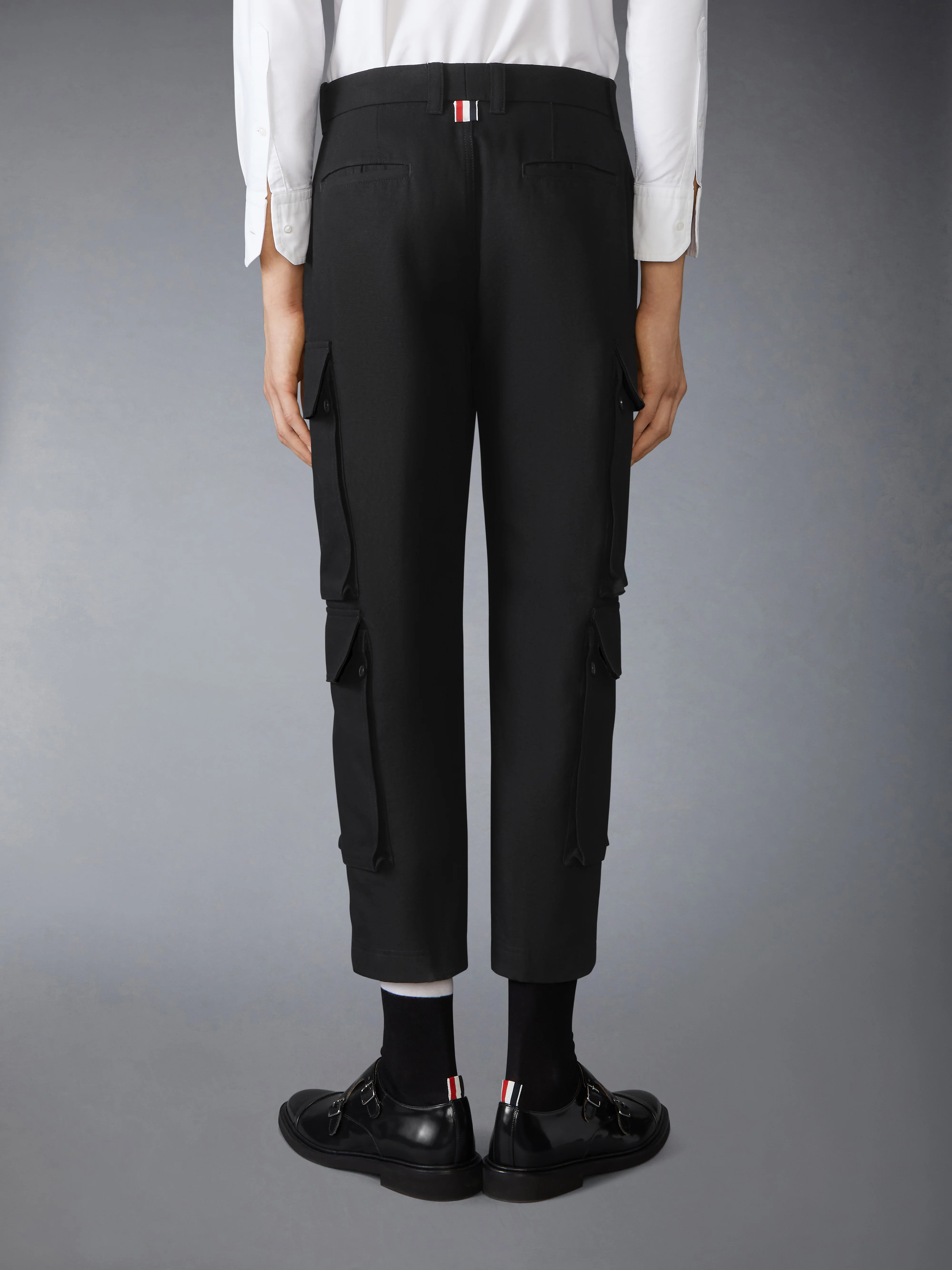 WASHED COTTON UTILITY CHINO CARGO TROUSERS