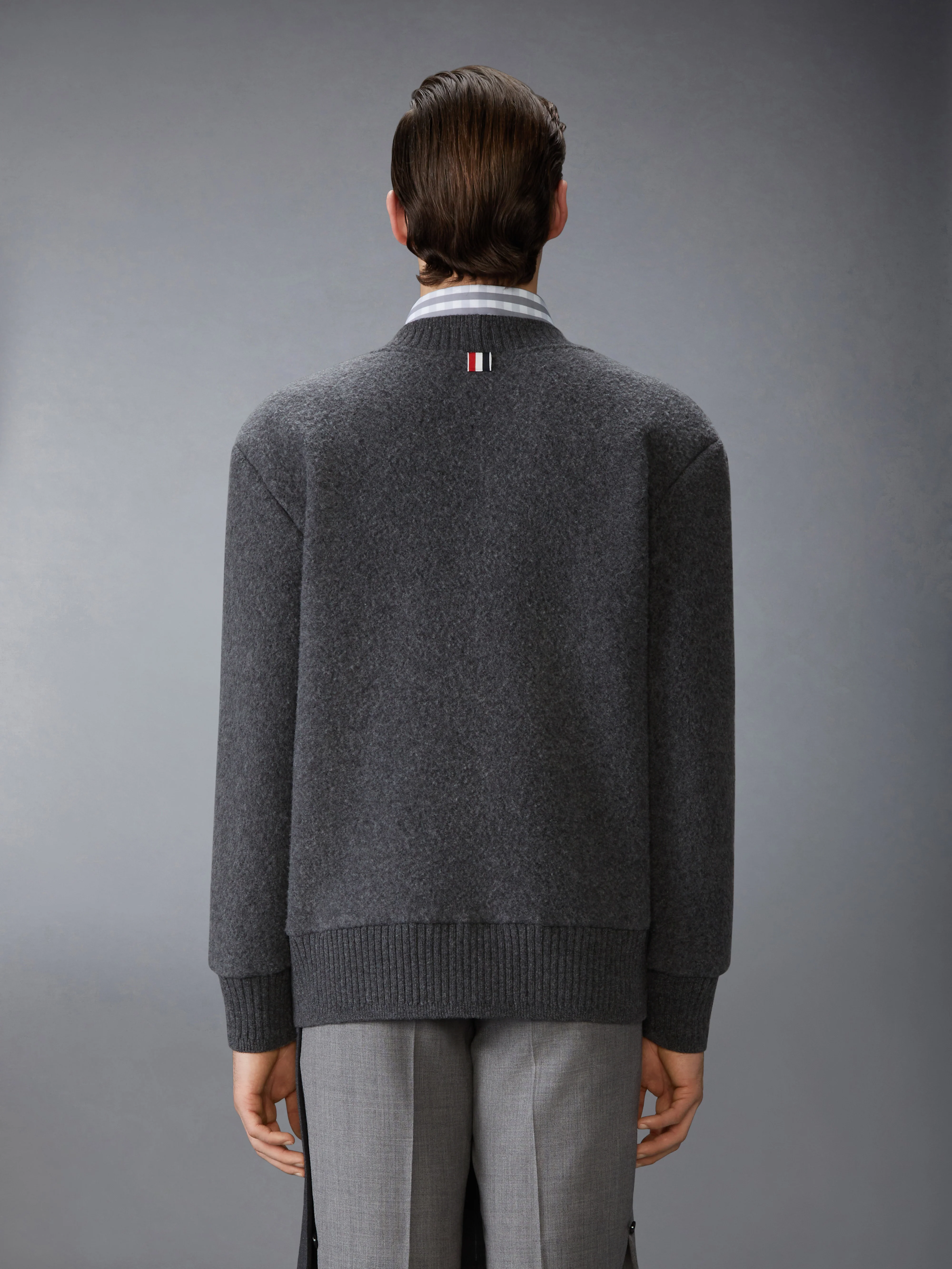 WOOL FLEECE OVERSIZED V NECK CARDIGAN