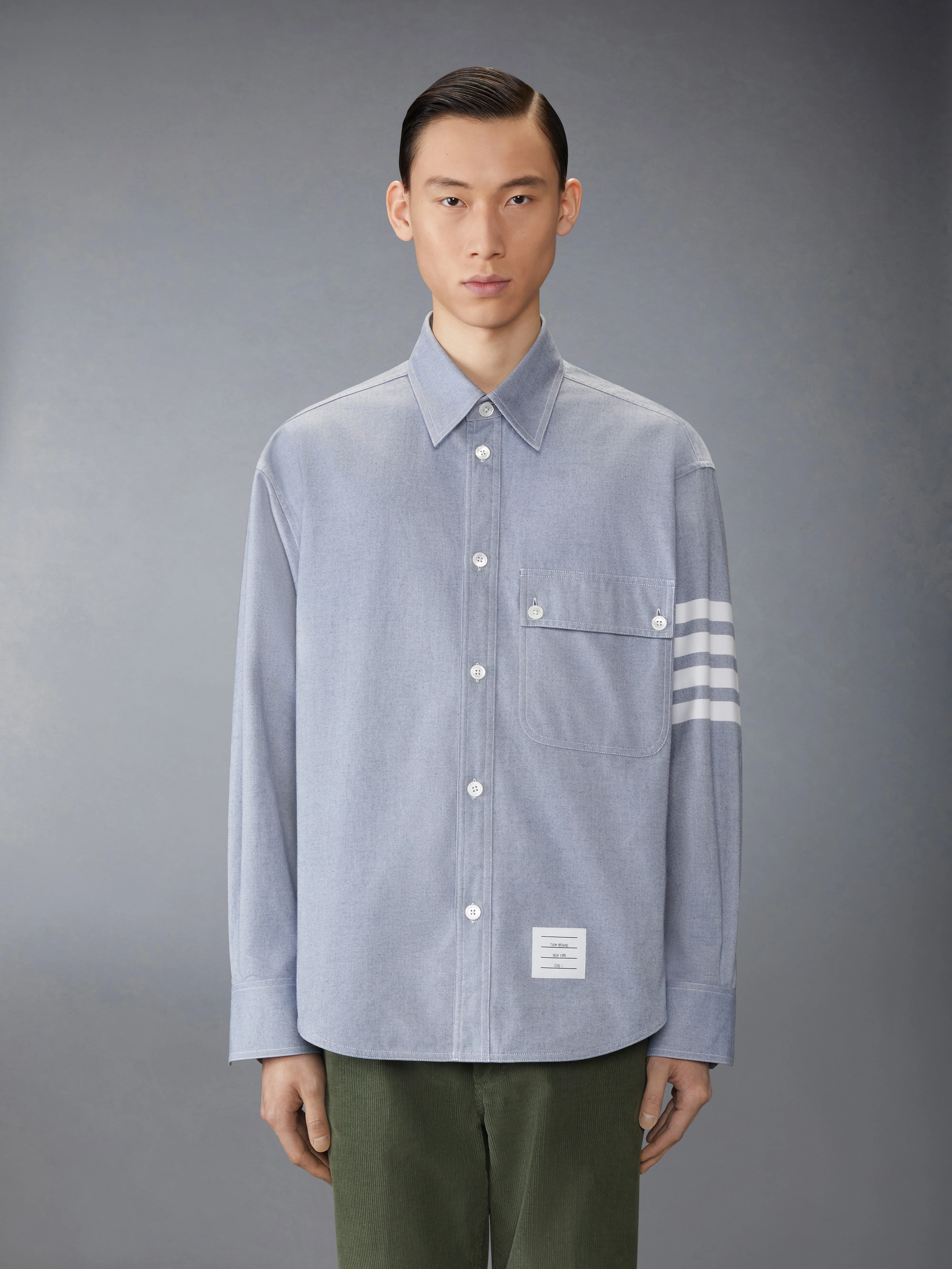 WOVEN FLANNEL 4-BAR OVERSIZED SHIRT