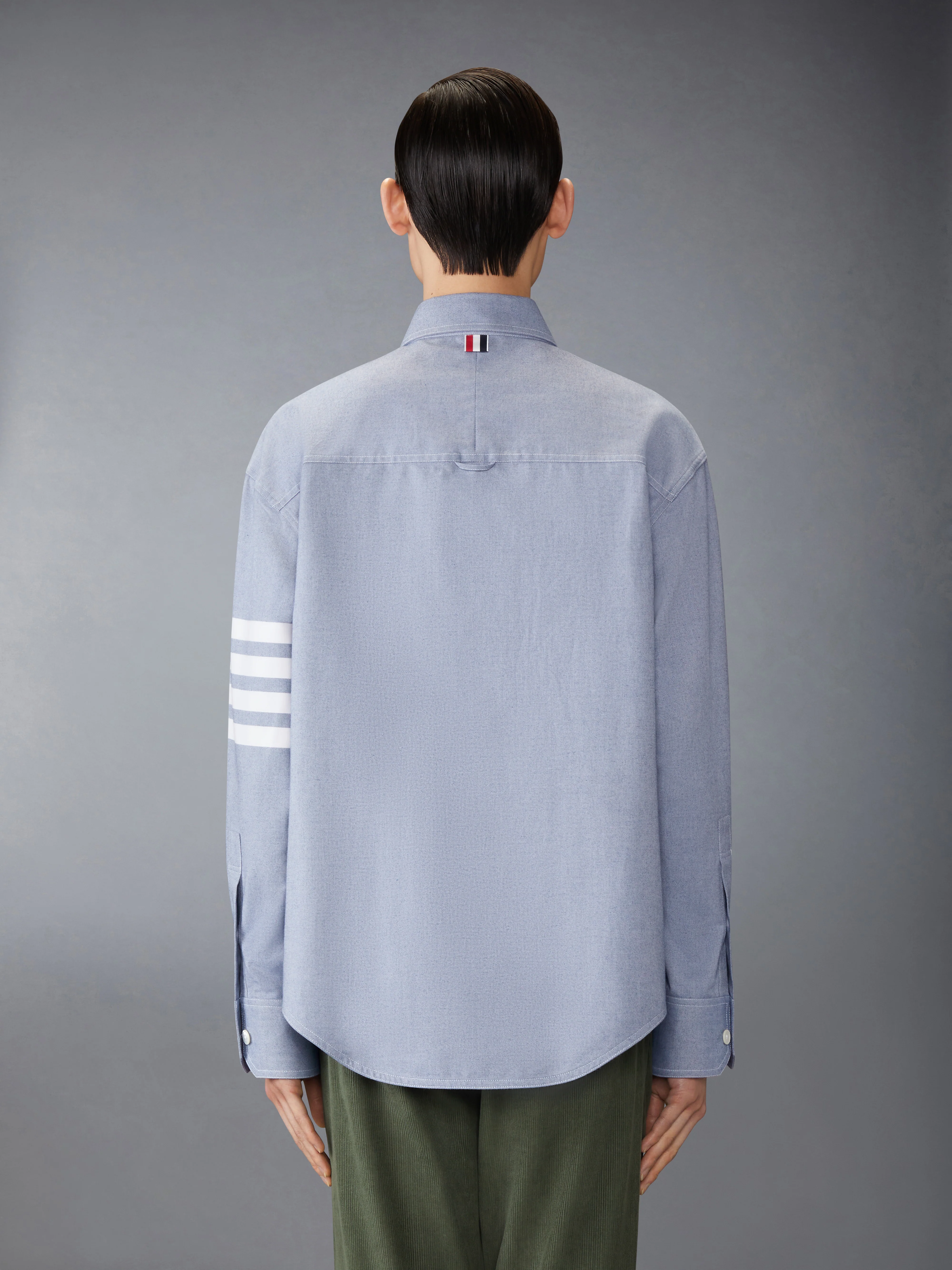 WOVEN FLANNEL 4-BAR OVERSIZED SHIRT