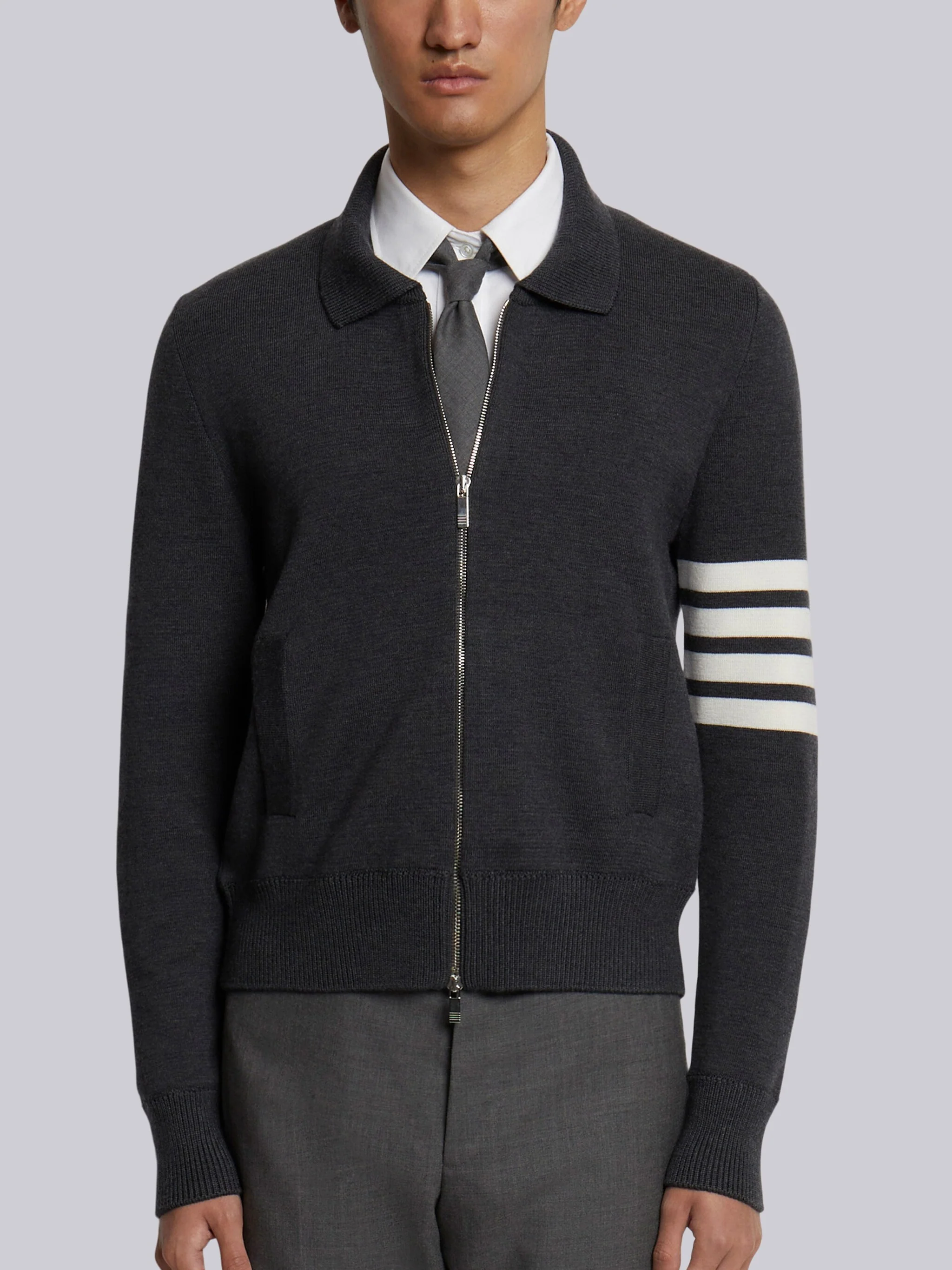 4-BAR STRIPE ZIP-UP BOMBER JACKET