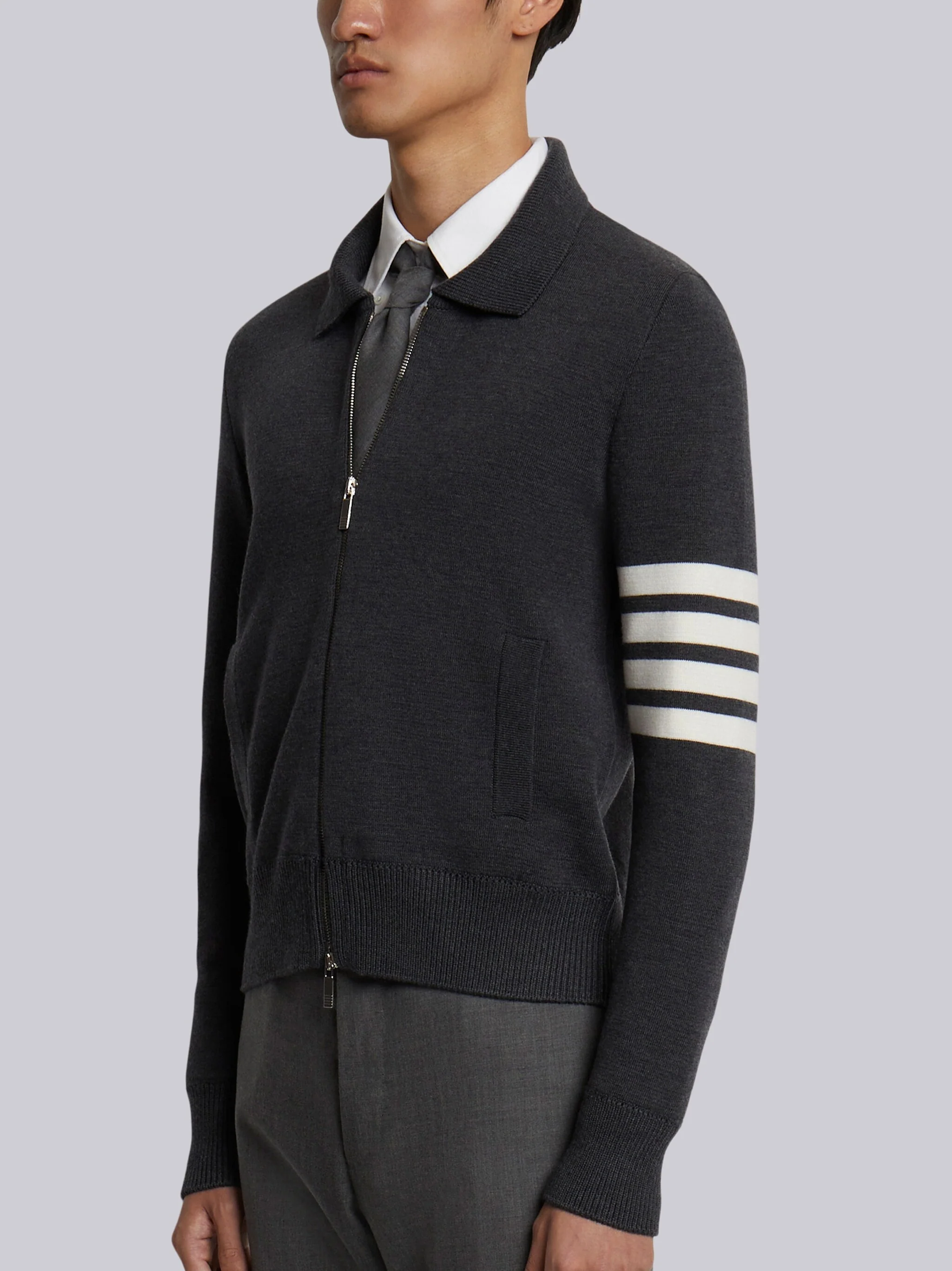 4-BAR STRIPE ZIP-UP BOMBER JACKET