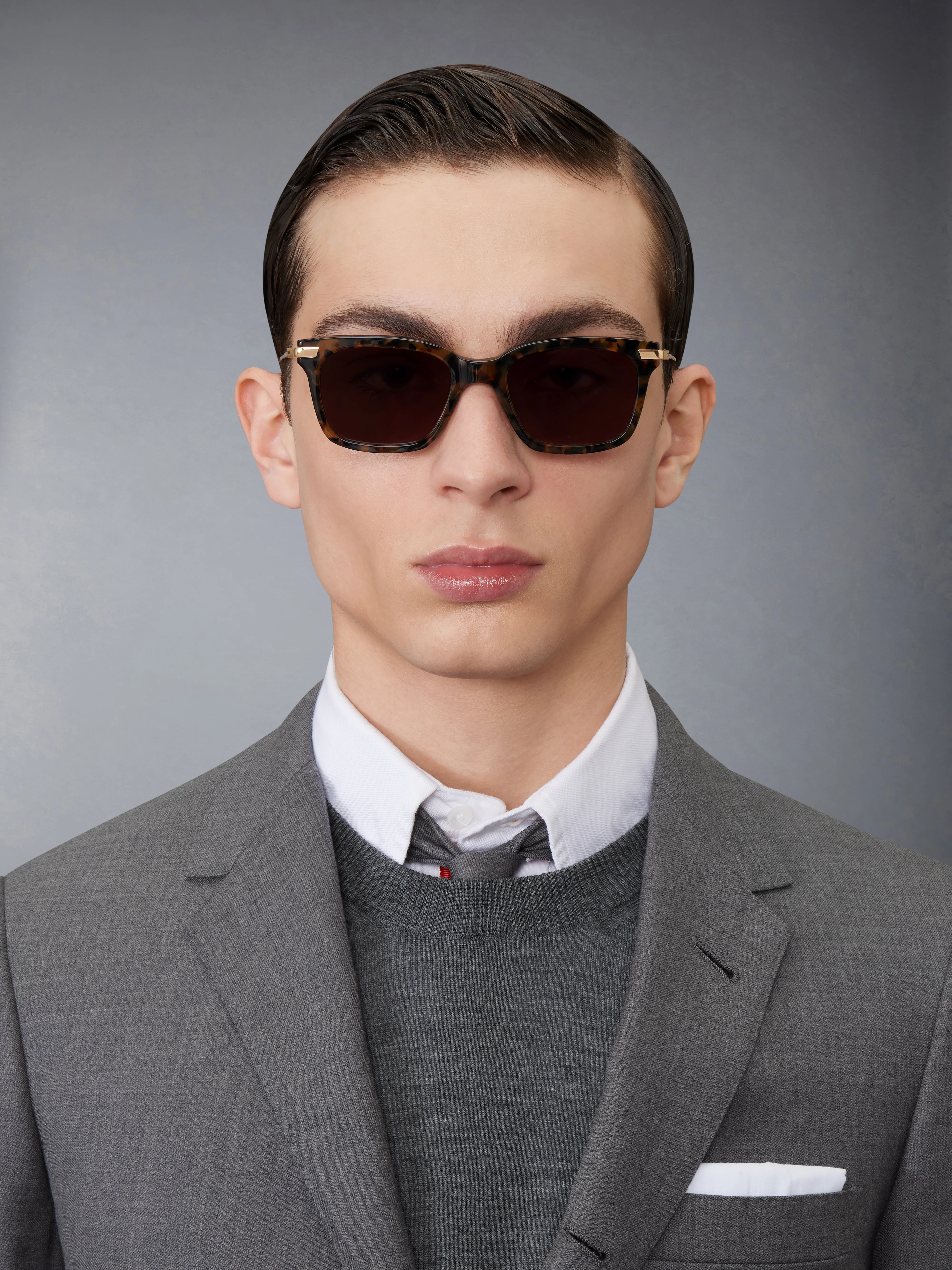 ACETATE AND TITANIUM RECTANGULAR SUNGLASSES