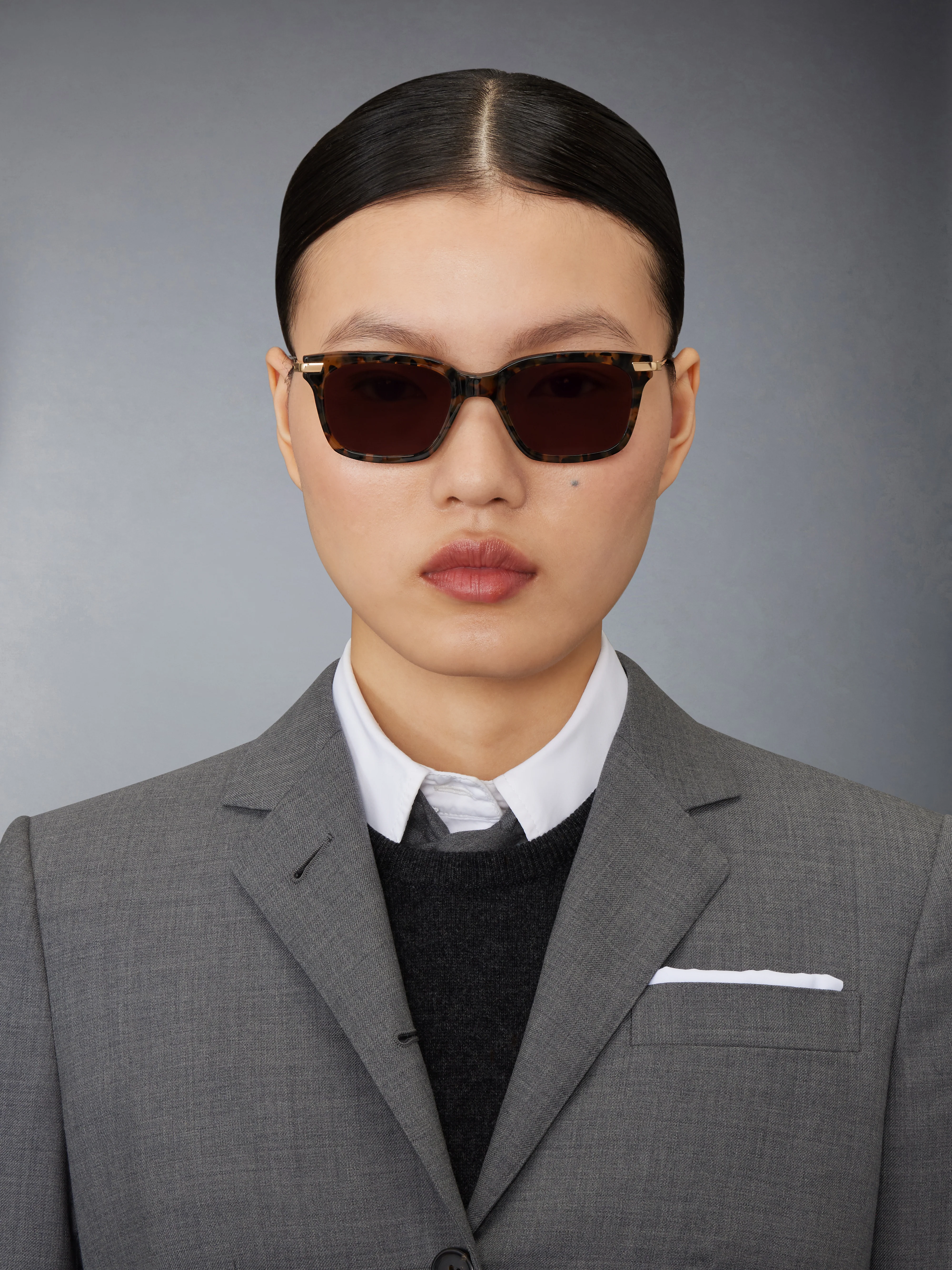 ACETATE AND TITANIUM RECTANGULAR SUNGLASSES