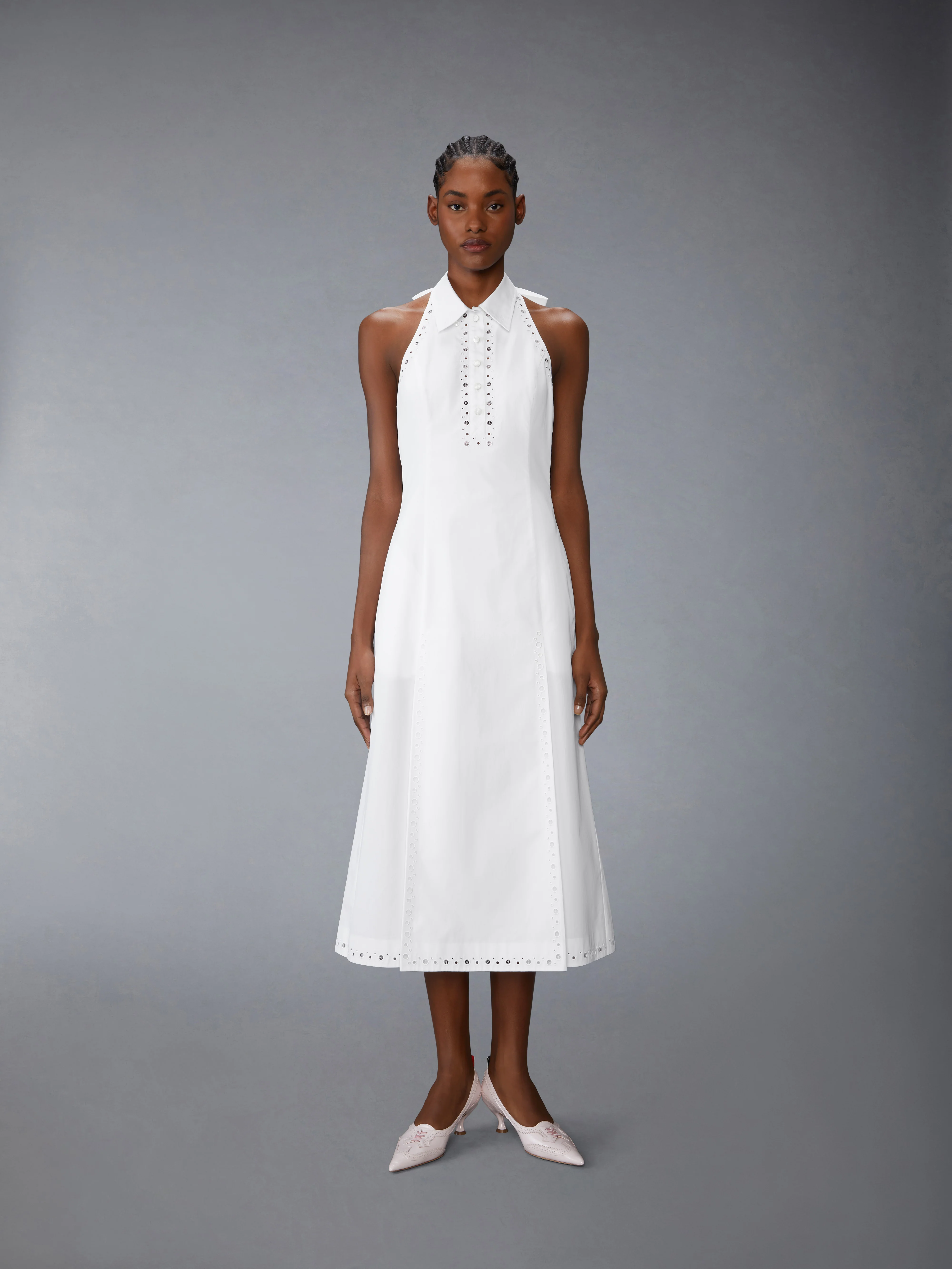 ANGLAISE AND POPLIN POLO HALTER DRESS