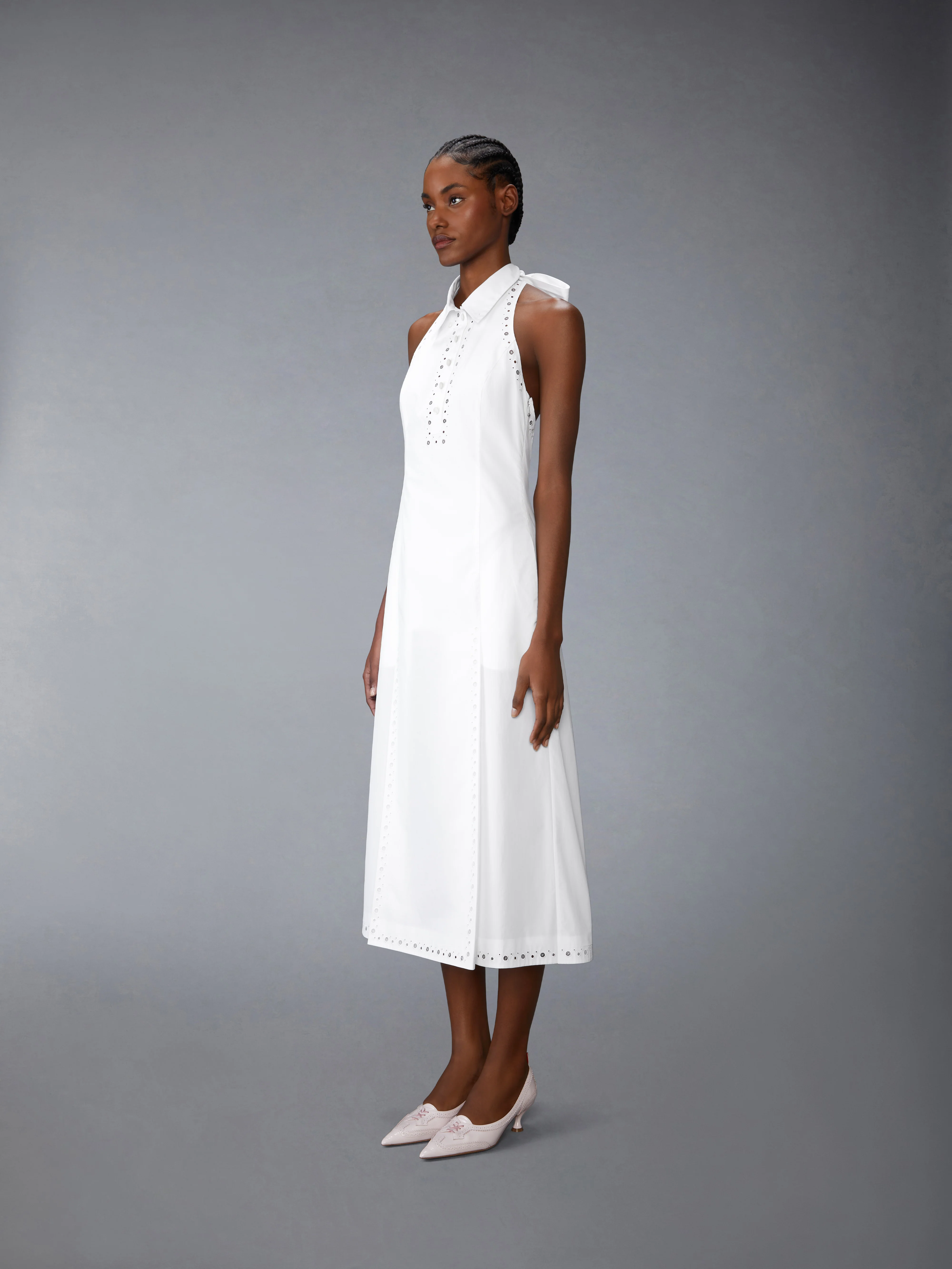ANGLAISE AND POPLIN POLO HALTER DRESS