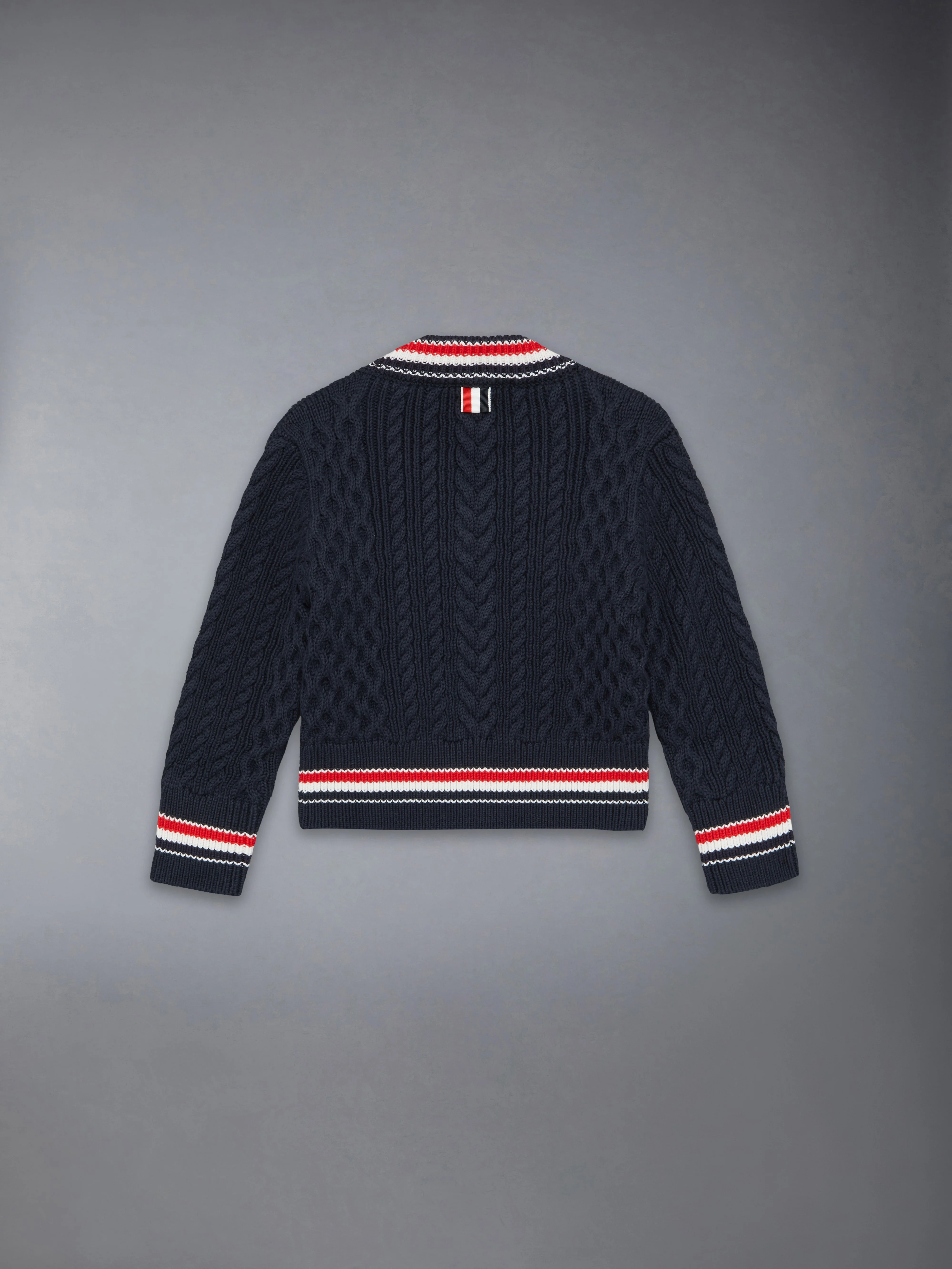 ARAN CABLE RWB CRICKET STRIPE PULLOVER
