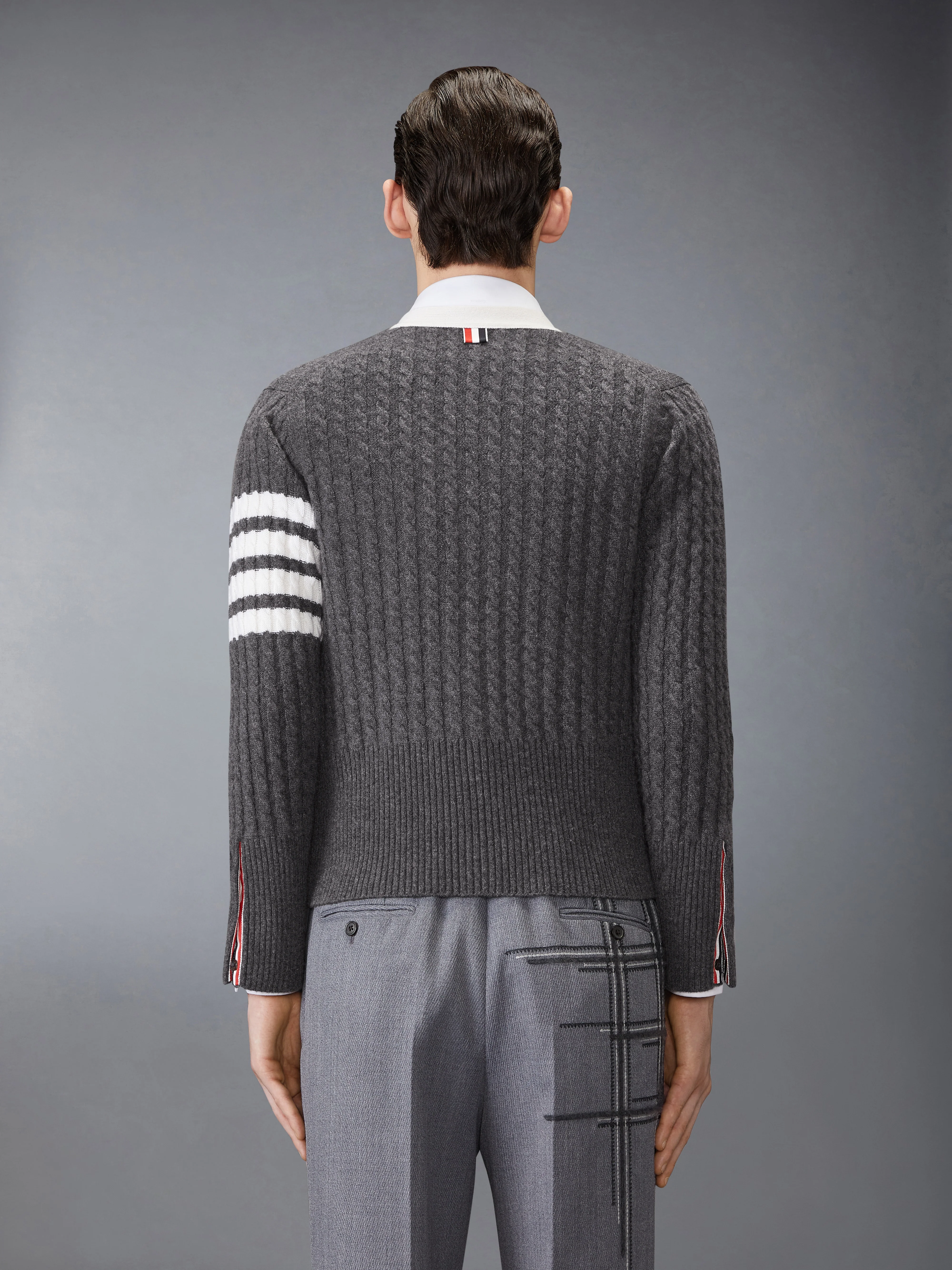 CASHMERE 4-BAR V NECK CARDIGAN