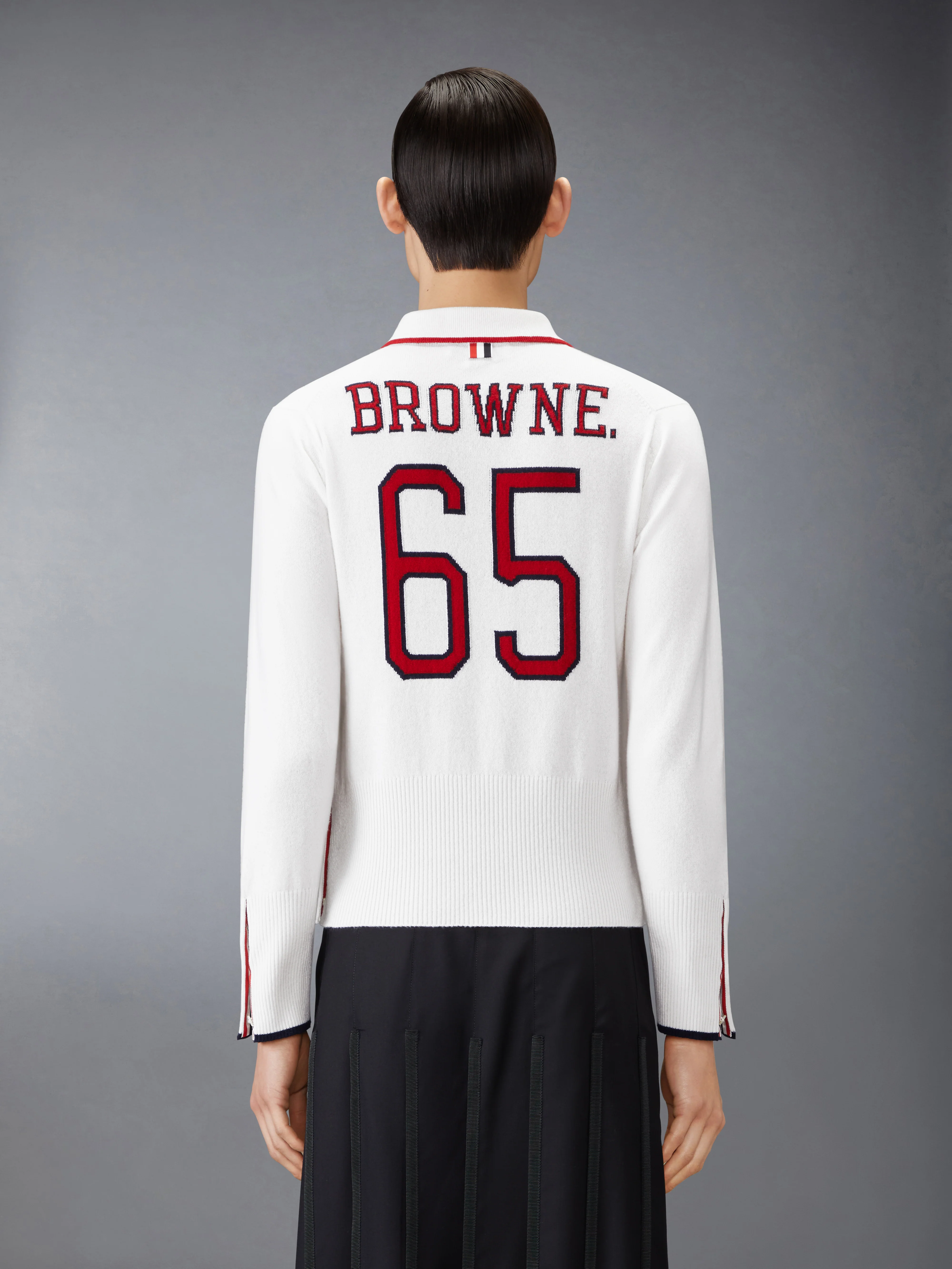 BROWNE 65 JERSEY INTARSIA CASHMERE LONG SLEEVE POLO
