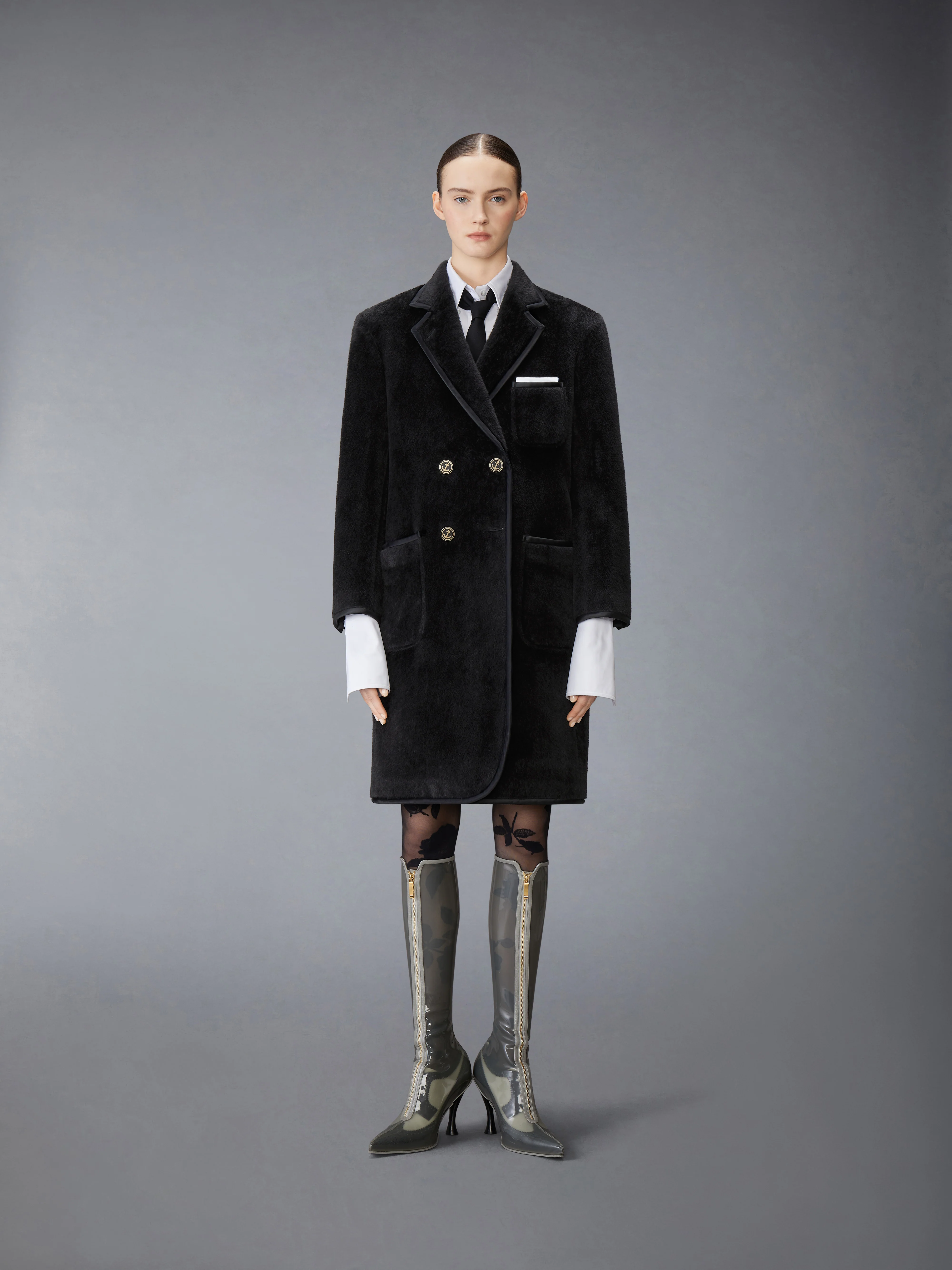 BRUSHED ALPACA WOOL SATIN TIPPING SOFT SHOULDER OVERCOAT