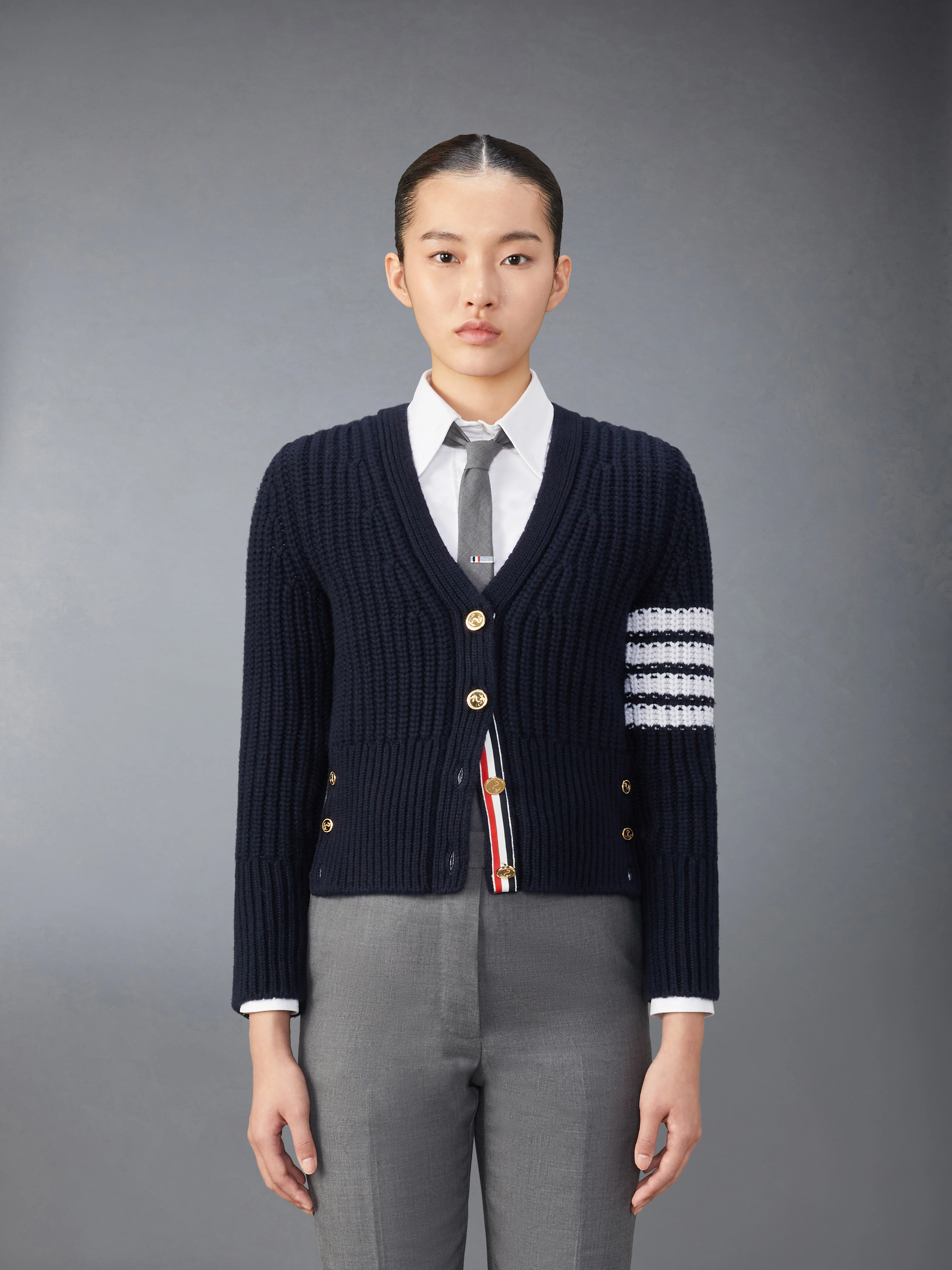 CASHMERE 4-BAR CLASSIC CARDIGAN