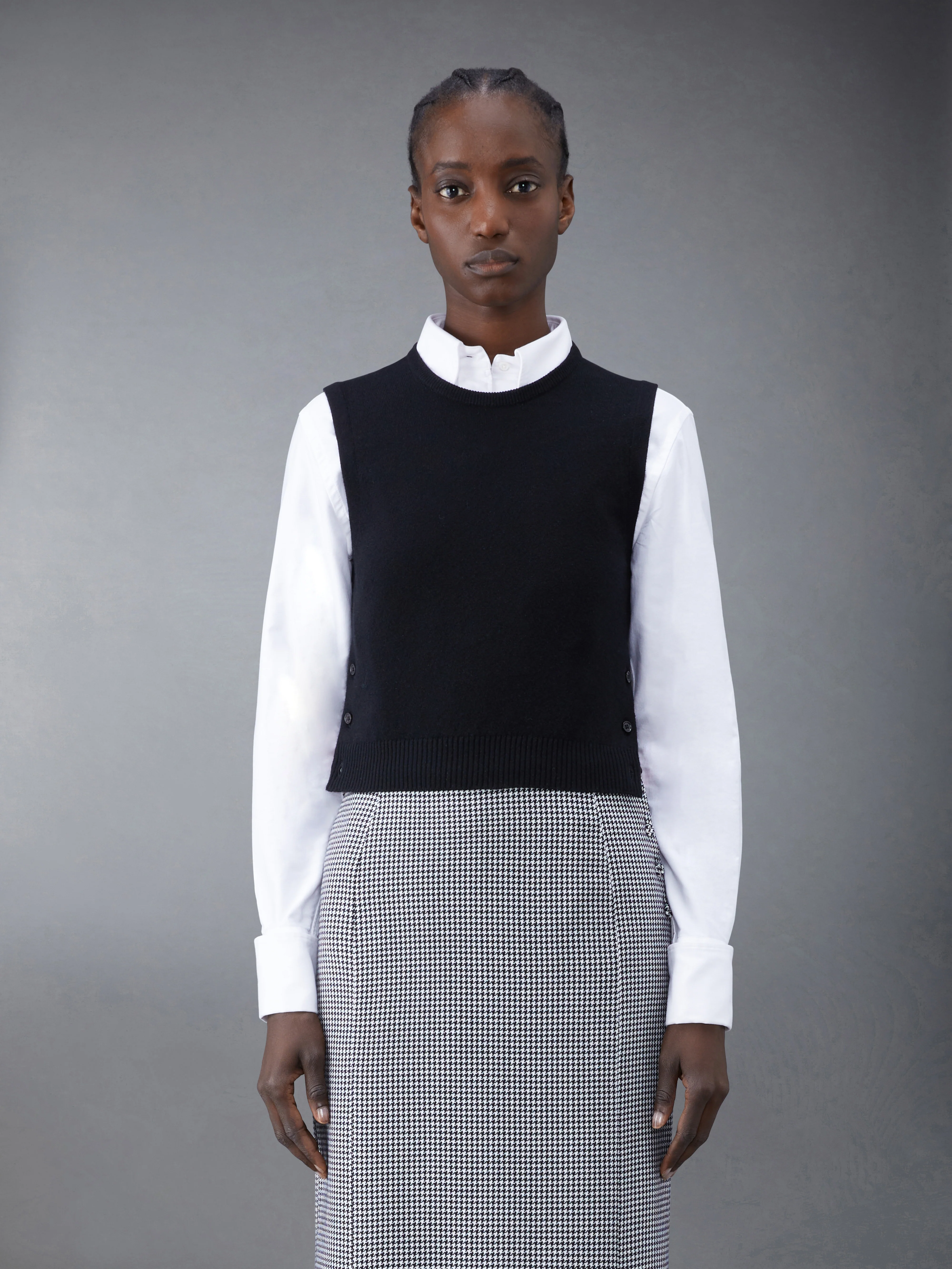 Cashmere Cropped Crew Neck Shell Top
