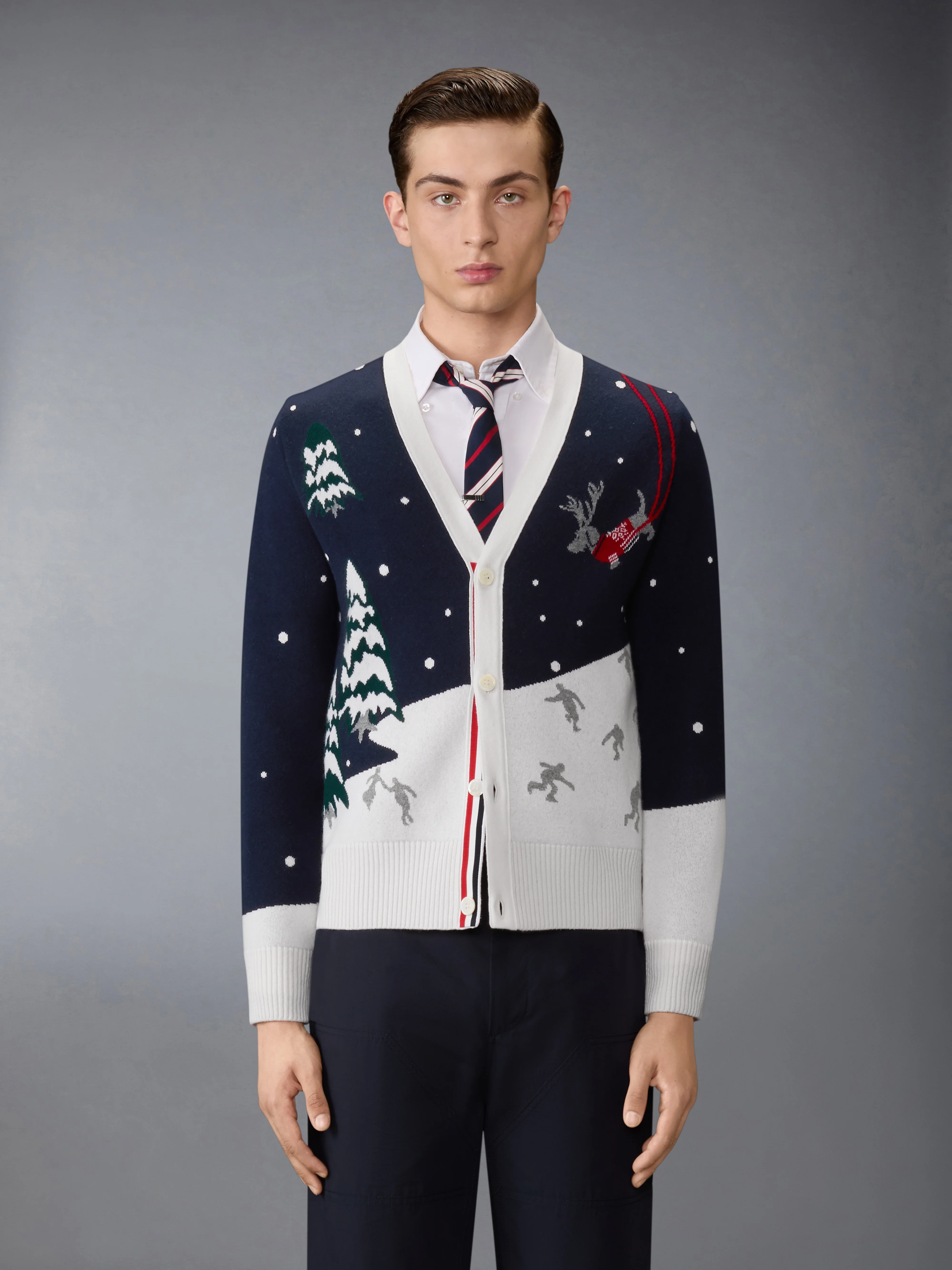 CASHMERE HOLIDAY SCENIC RELAXED FIT CARDIGAN