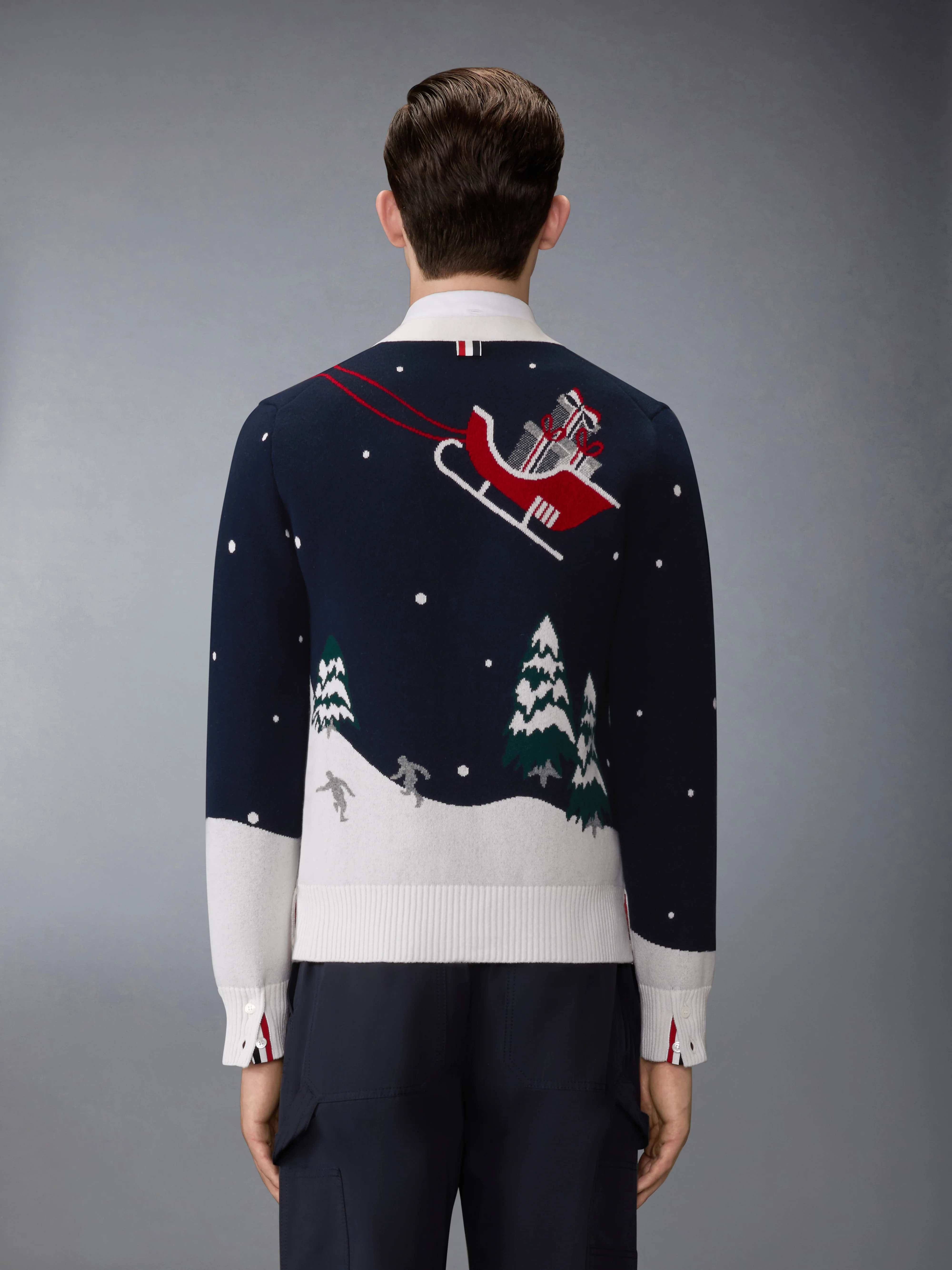 CASHMERE HOLIDAY SCENIC RELAXED FIT CARDIGAN
