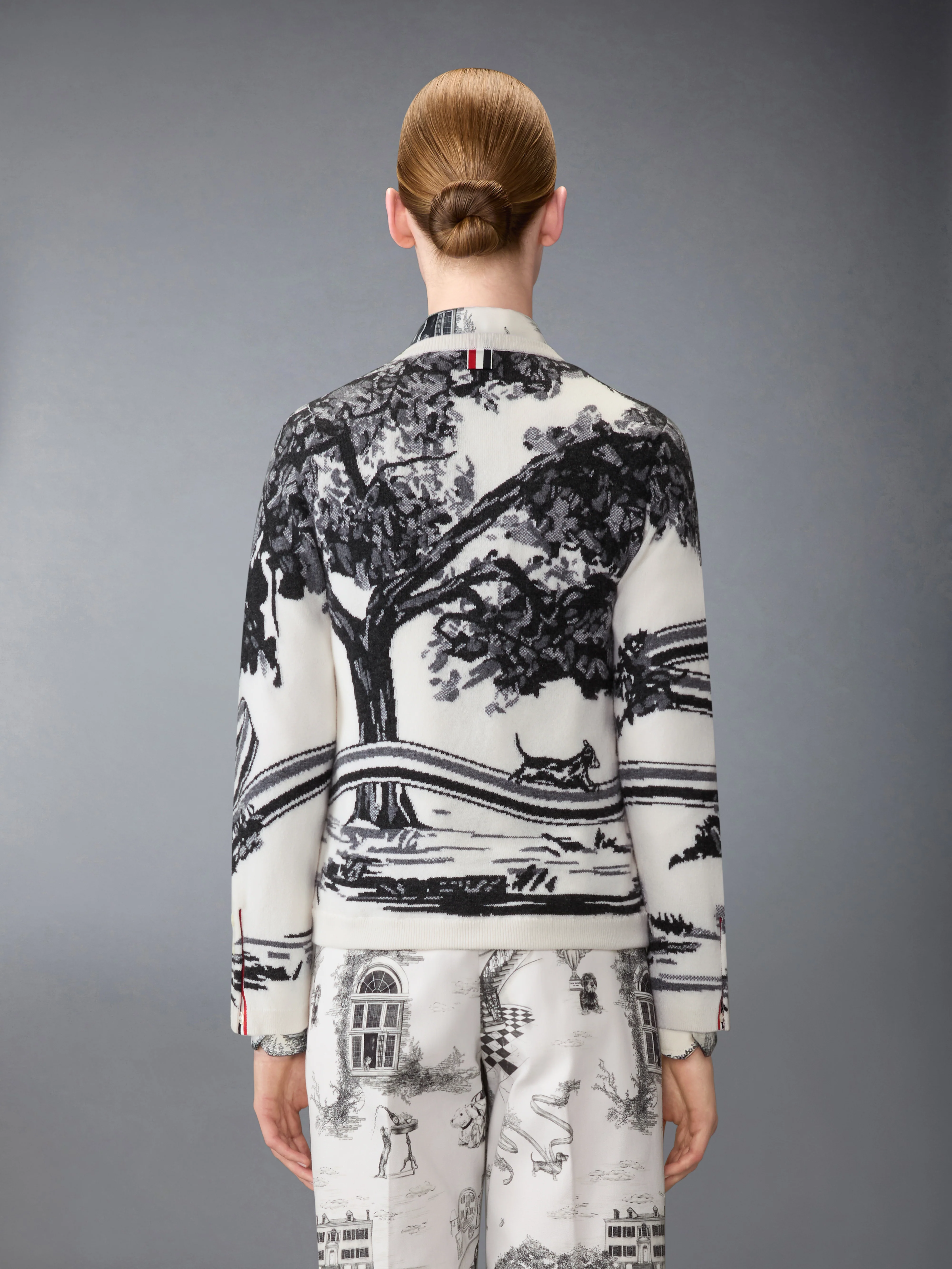CASHMERE JERSEY INTARSIA HECTOR TOILE CARDIGAN