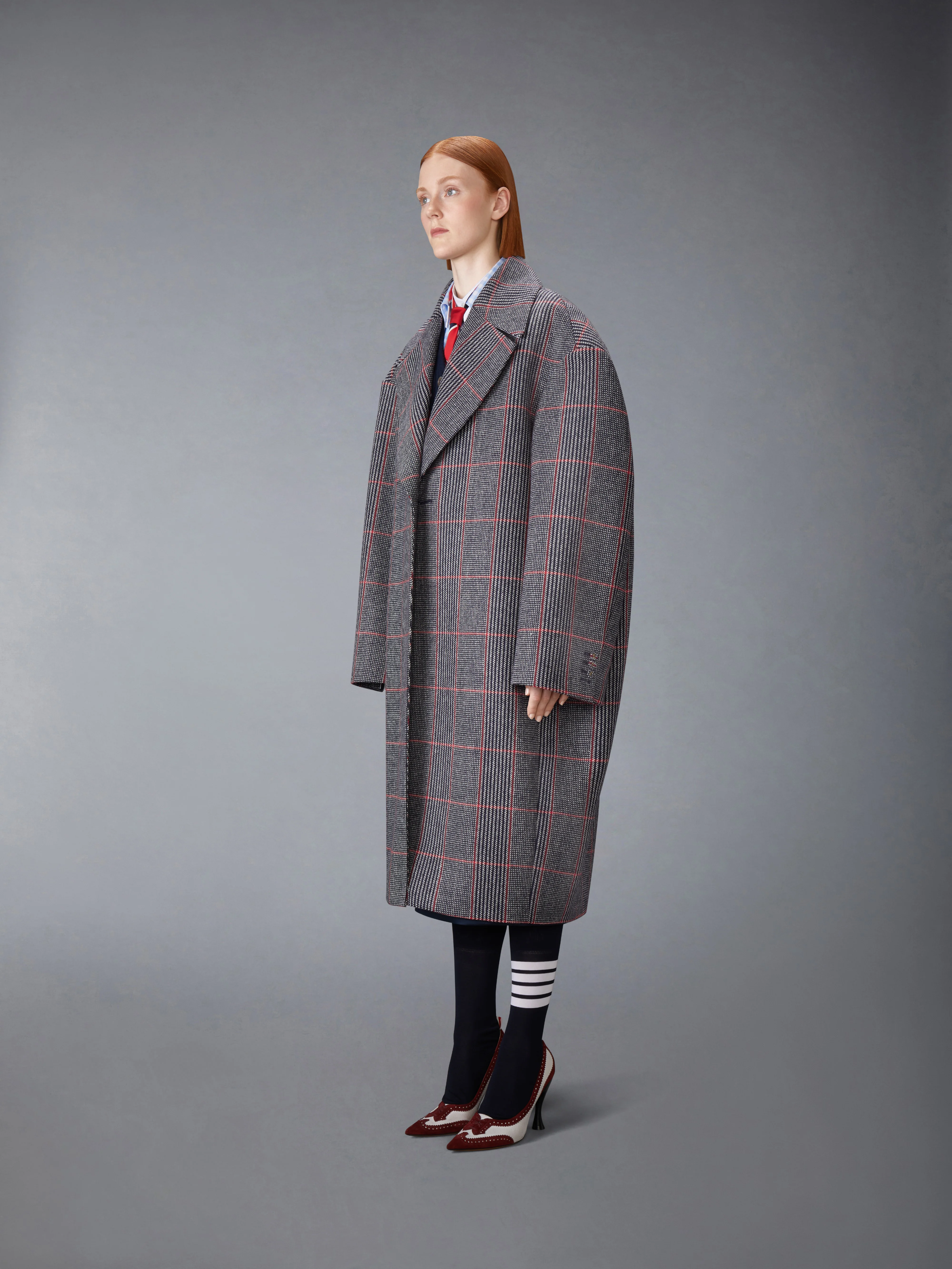CHECK HUNTING TWEED COCOON COAT