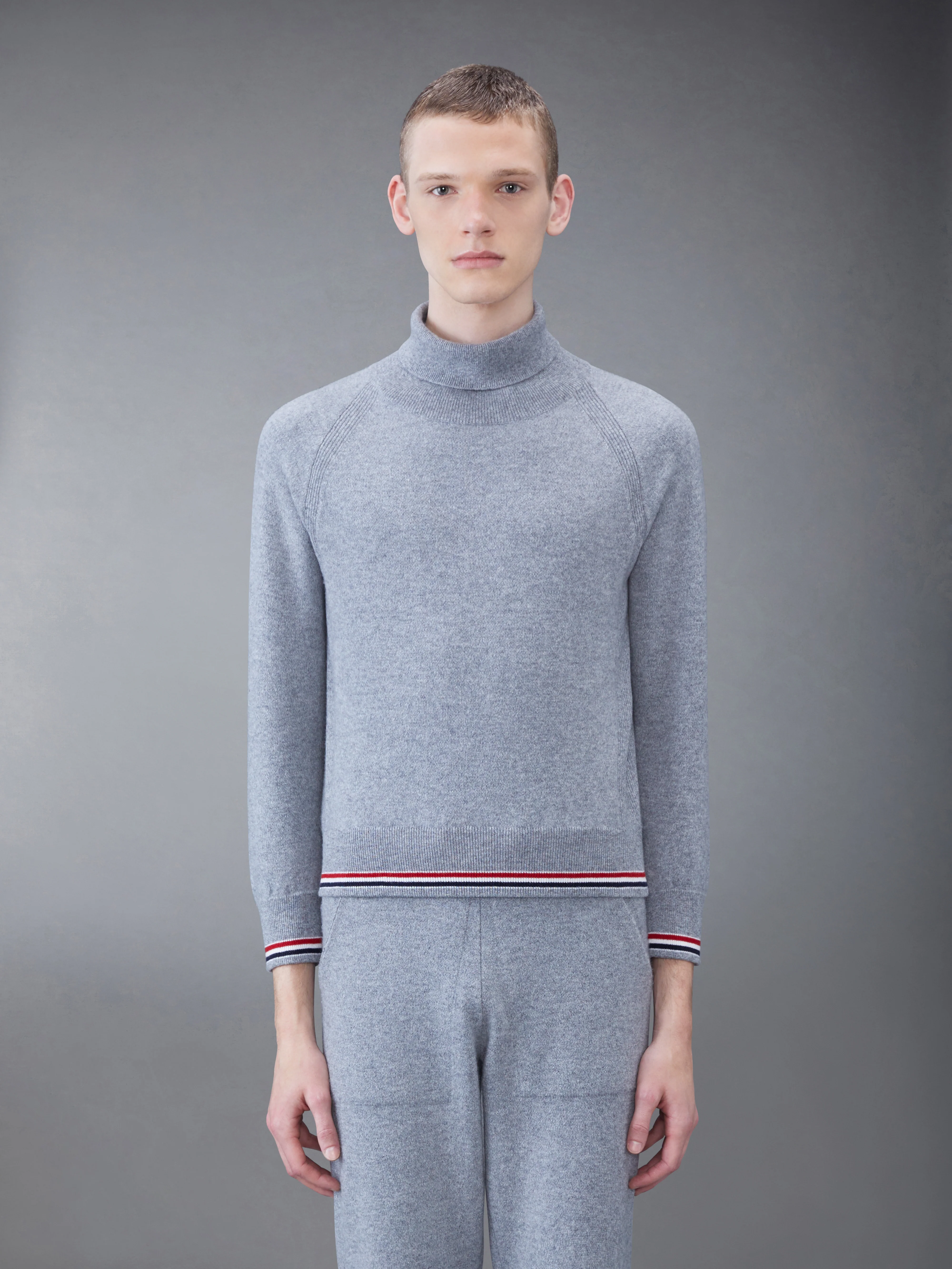 Cashmere Jersey Stripe Turtleneck