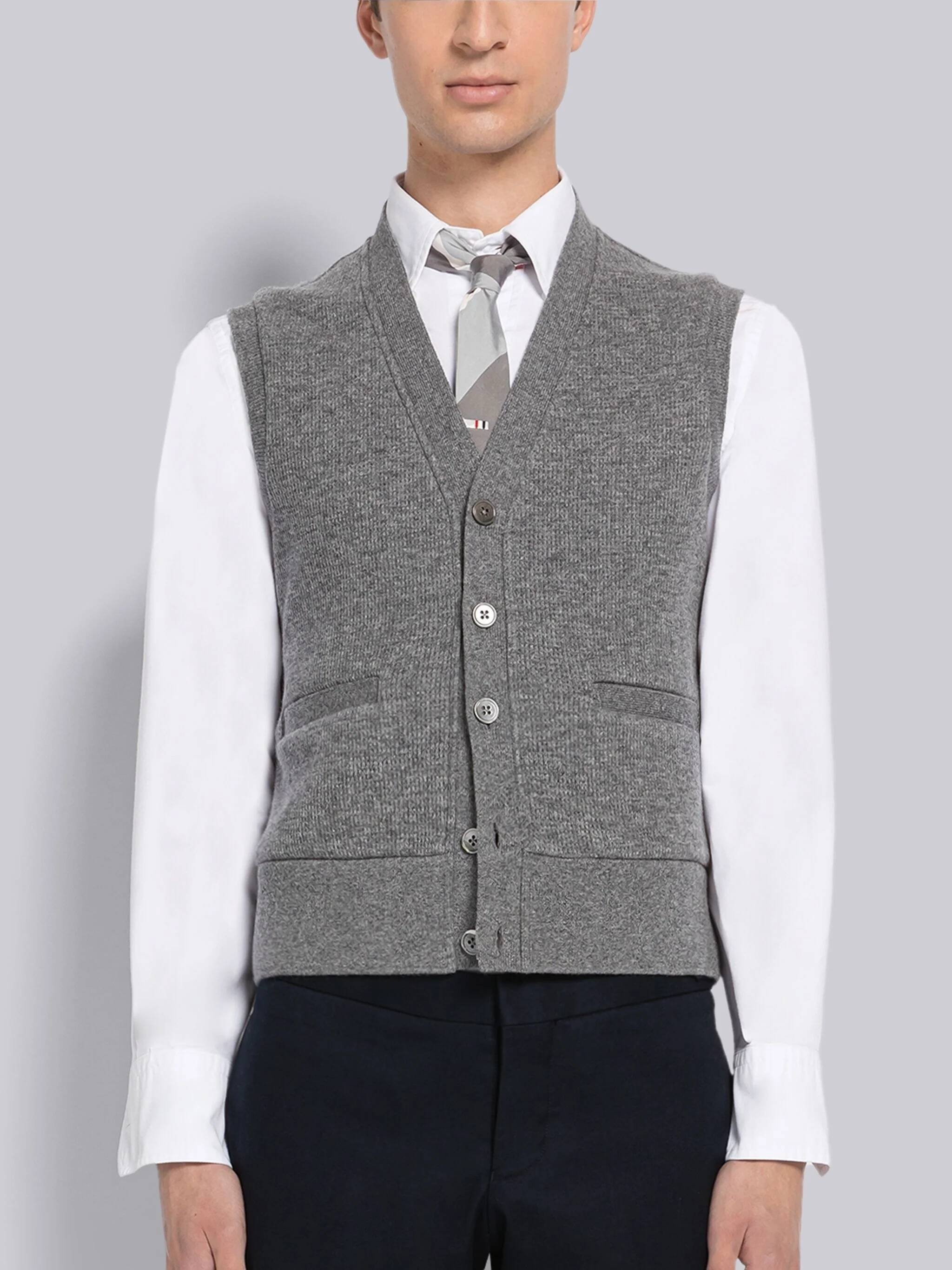 CASHMERE WAFFLE CARDIGAN VEST