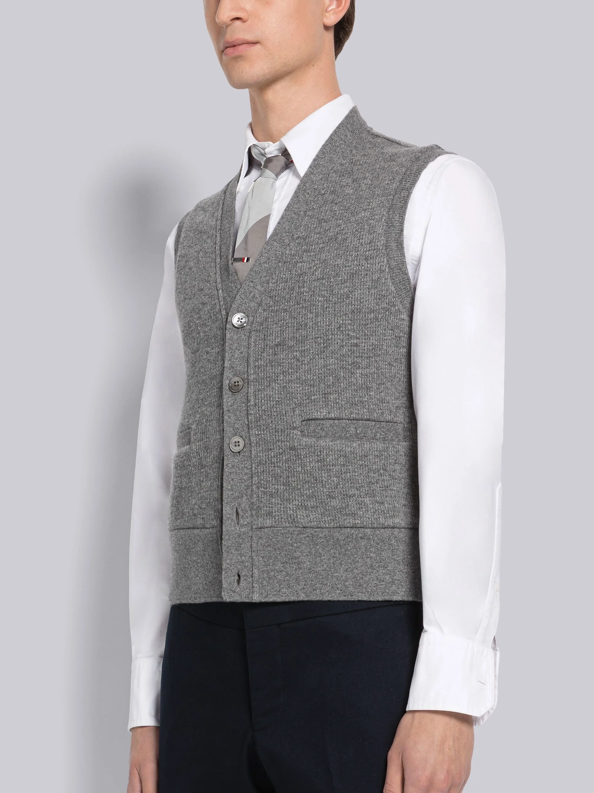 CASHMERE WAFFLE CARDIGAN VEST