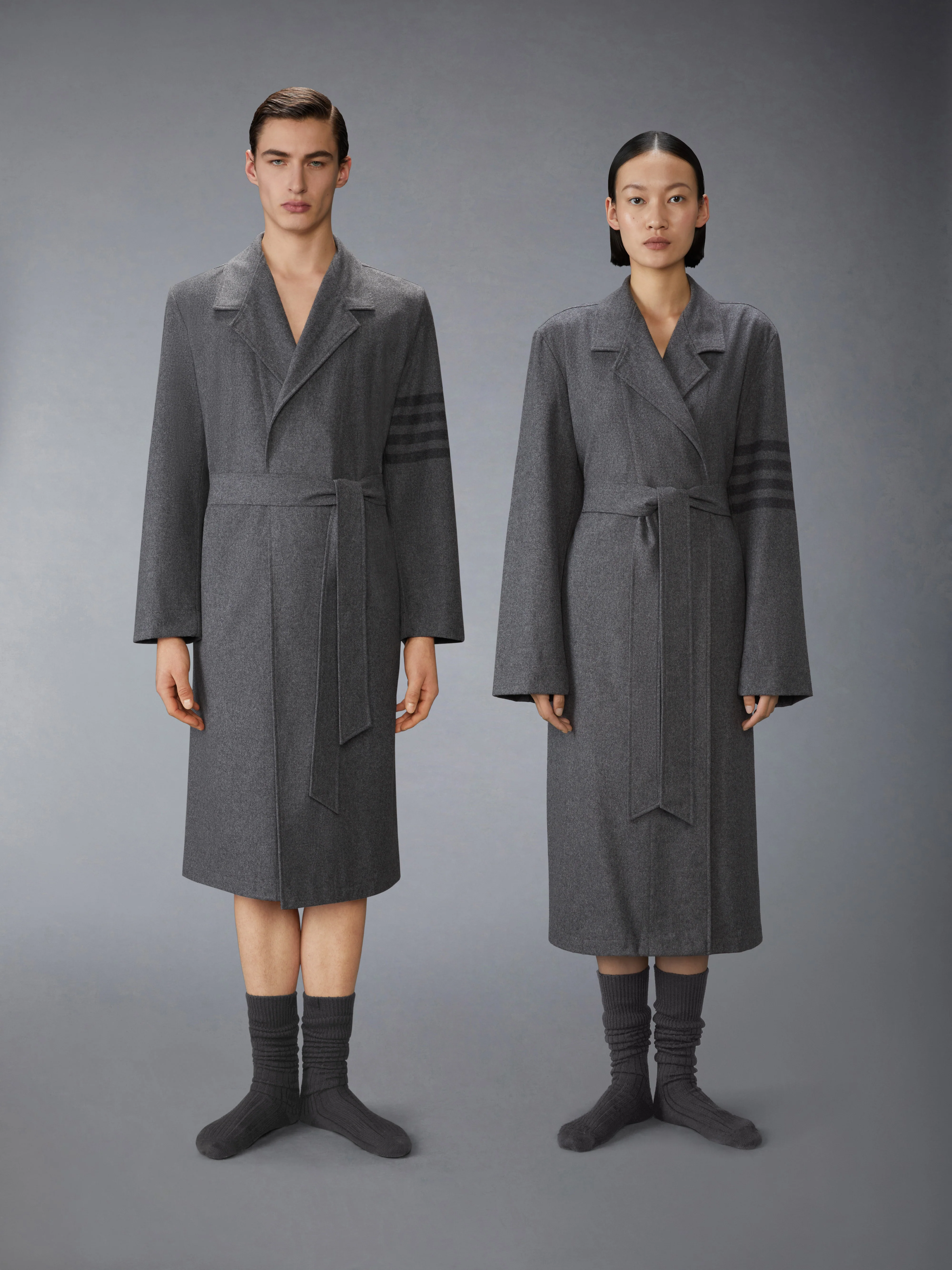 CASHMERE WOOL 4-BAR DRESSING GOWN
