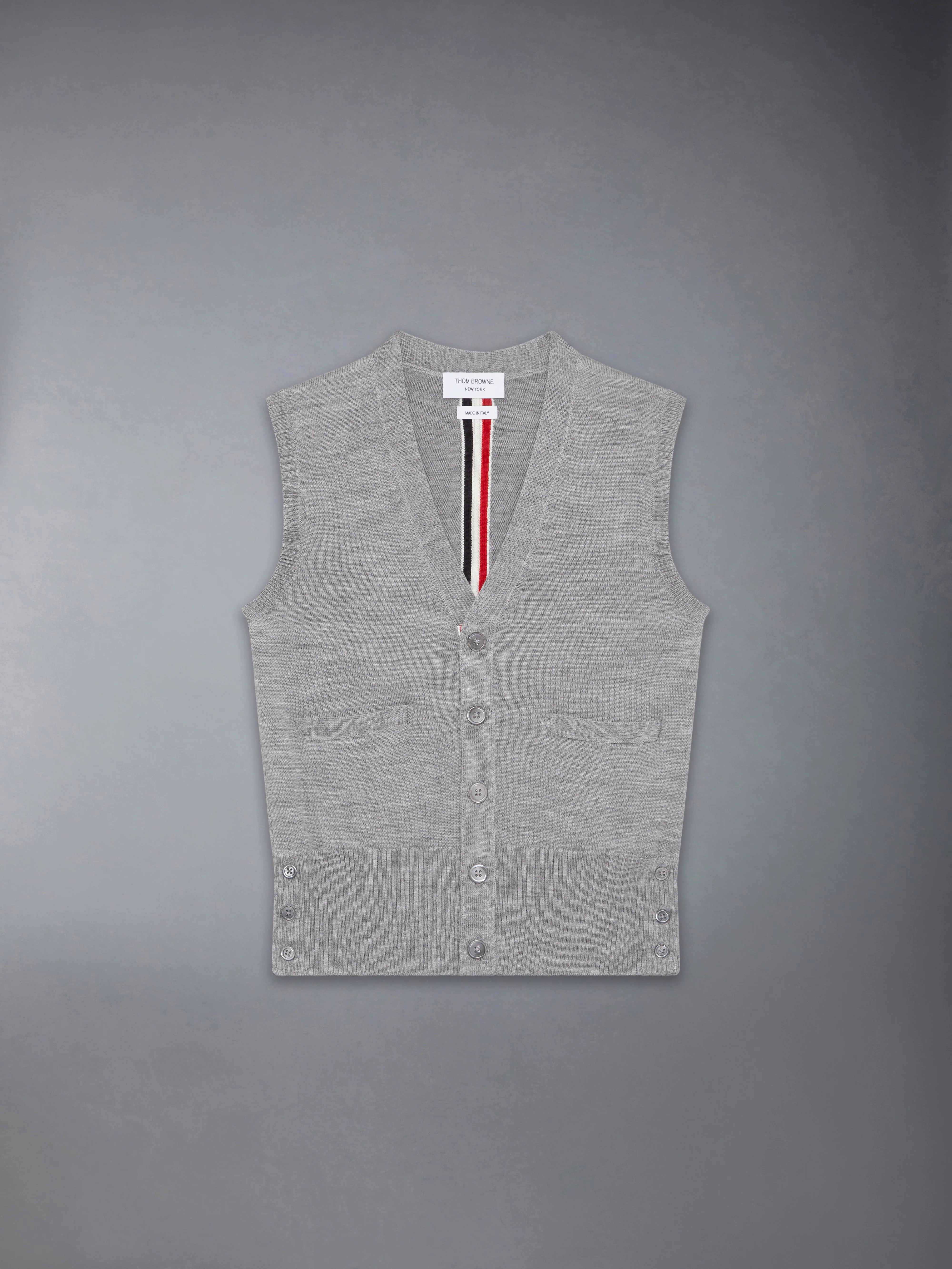 CHILDREN'S WOOL STRIPE V-NECK CARDIGAN VEST