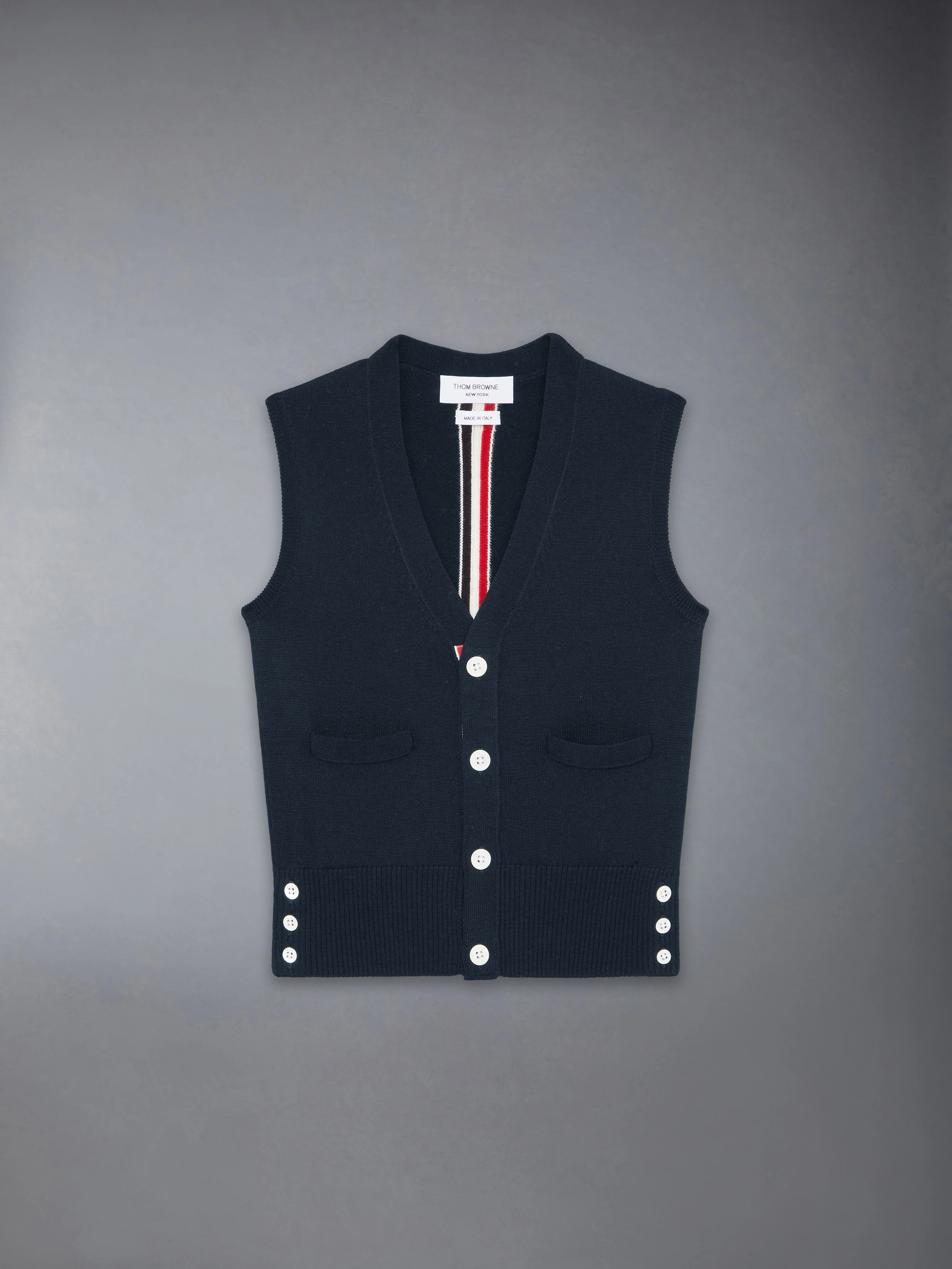 CHILDREN'S WOOL STRIPE V-NECK CARDIGAN VEST