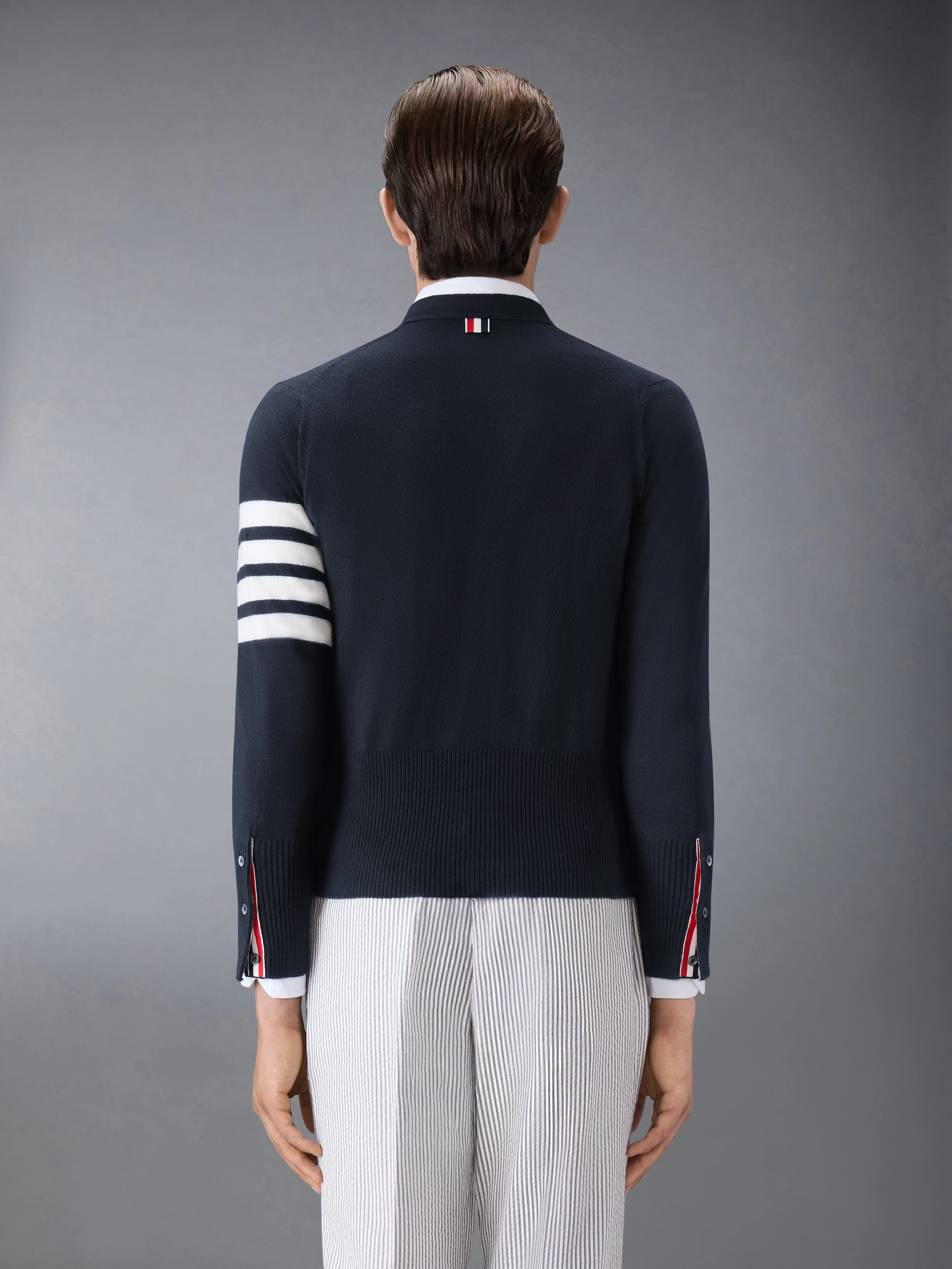 CLASSIC CASHMERE 4-BAR V-NECK CARDIGAN