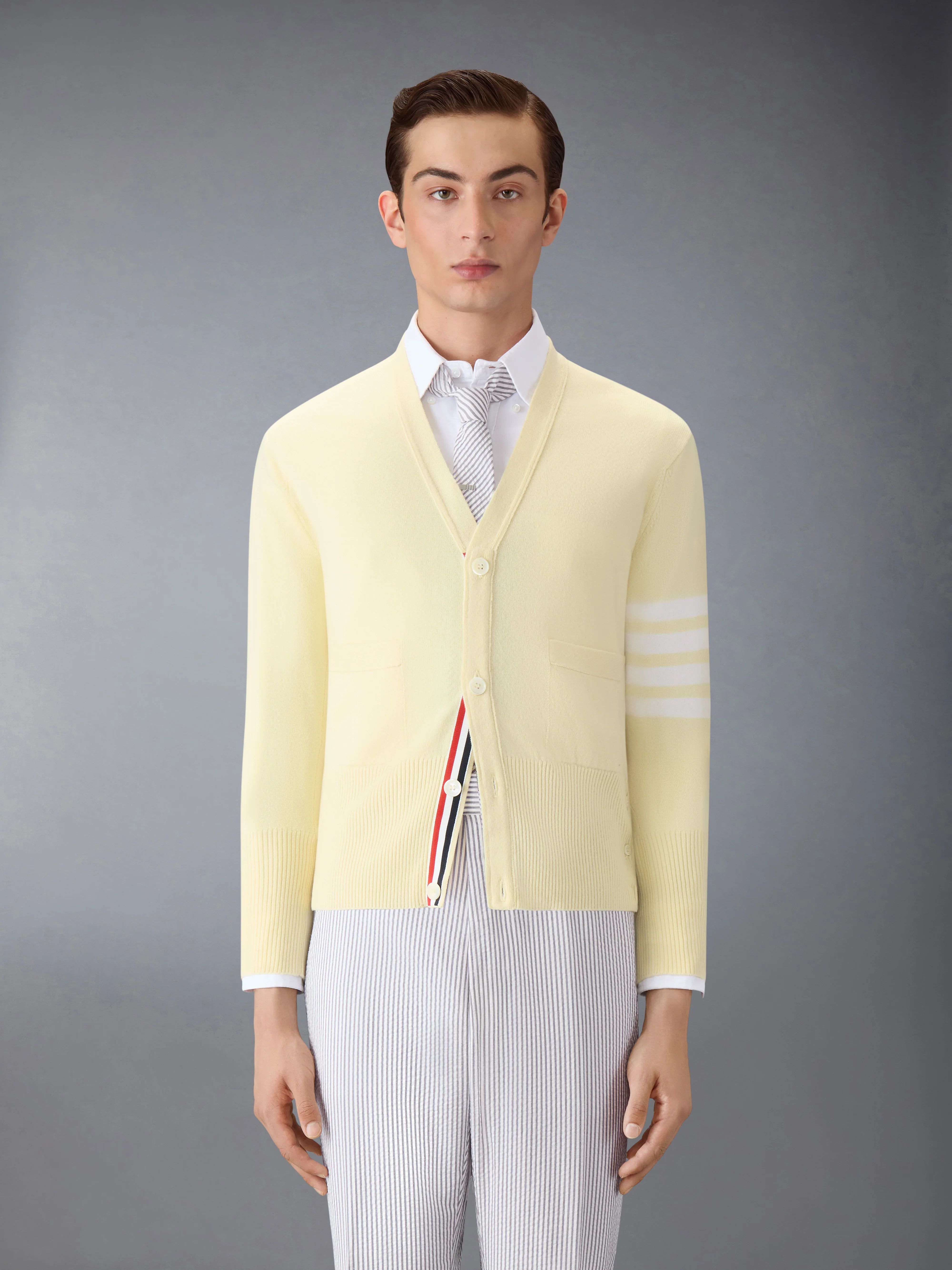 CLASSIC CASHMERE 4-BAR V-NECK CARDIGAN