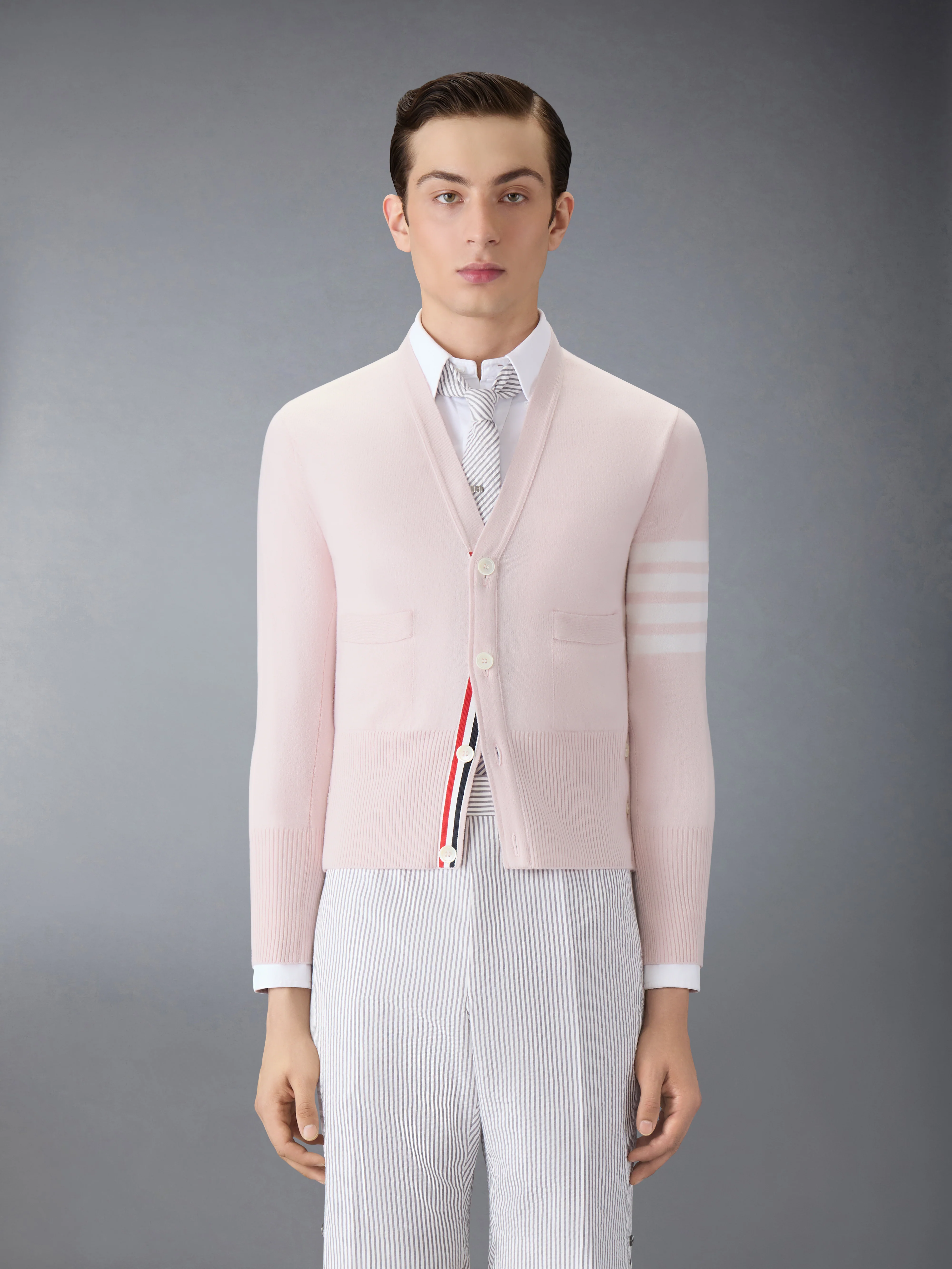 CLASSIC CASHMERE 4-BAR V-NECK CARDIGAN