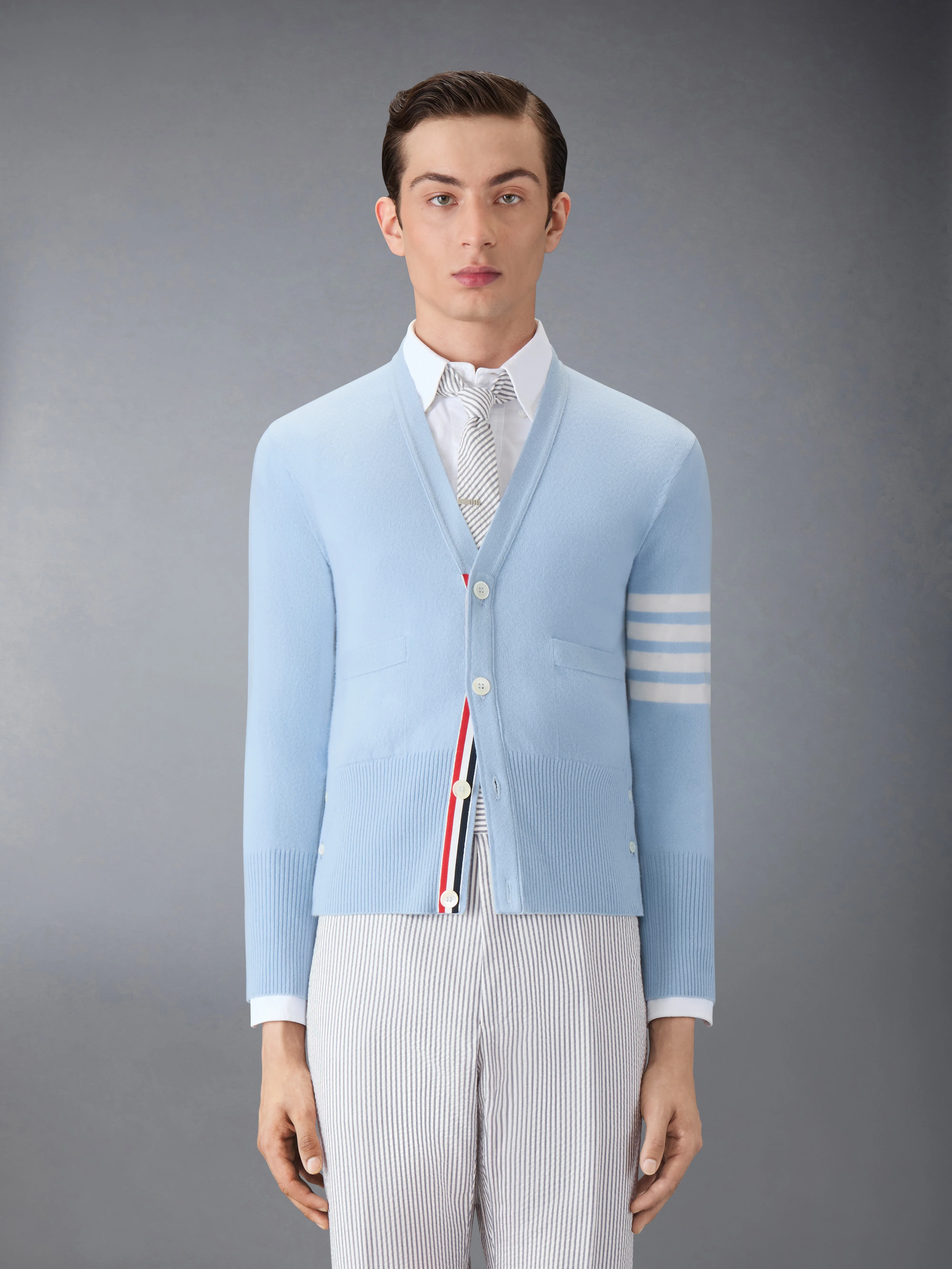 CLASSIC CASHMERE 4-BAR V-NECK CARDIGAN