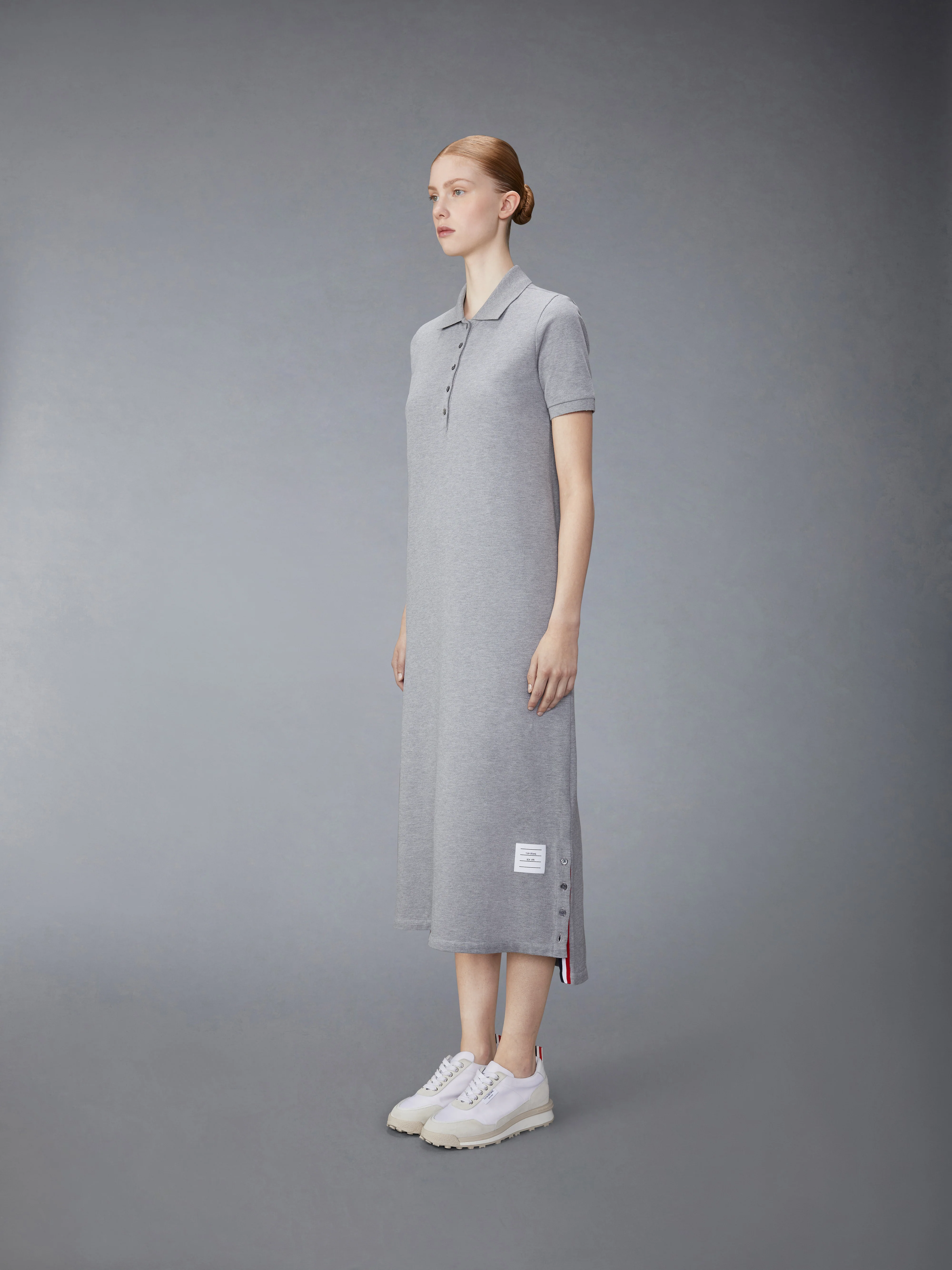 CLASSIC COTTON PIQUE CENTER BACK STRIPE MAXI POLO SHIRTDRESS