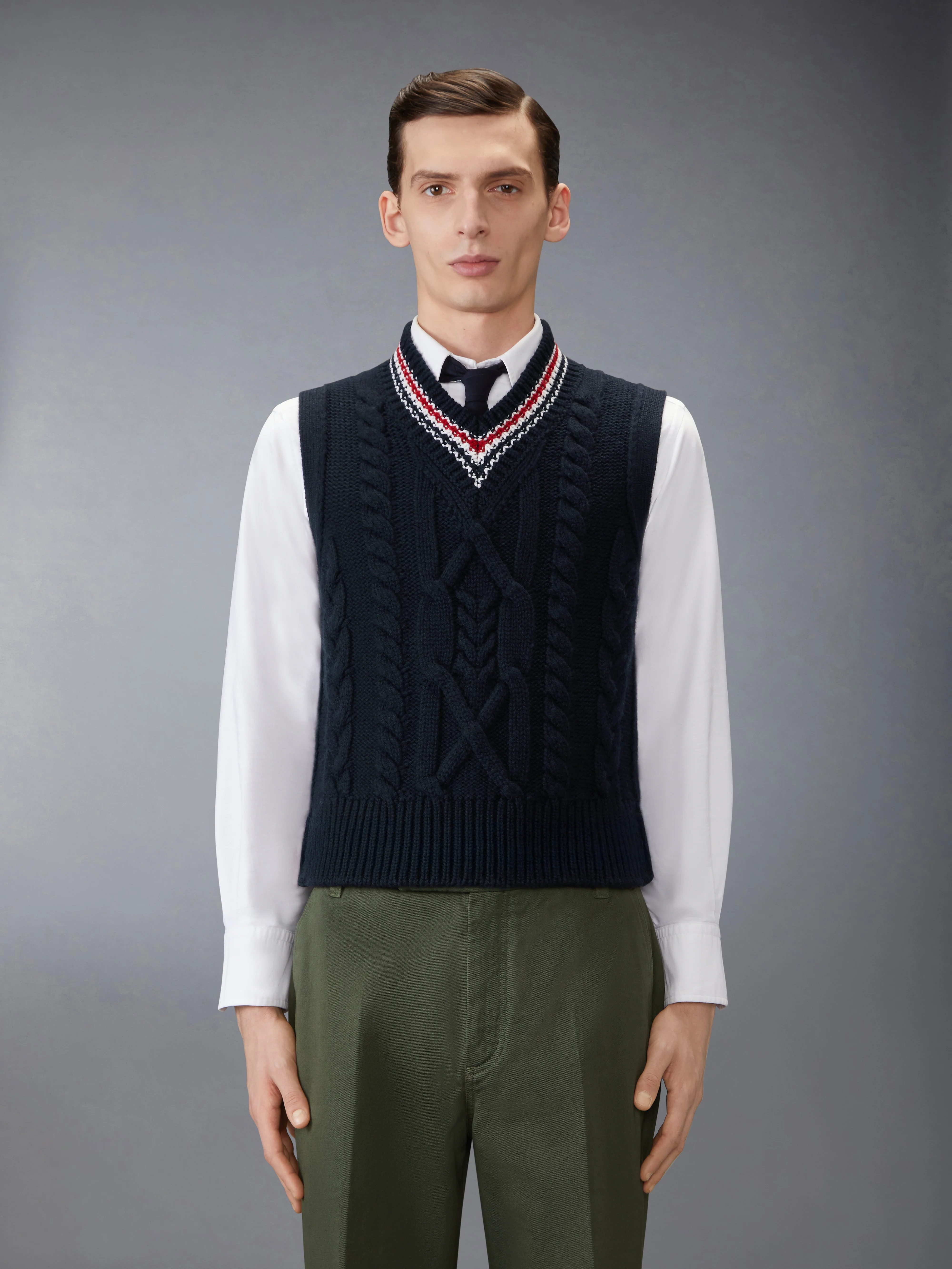 ARAN CABLE STITCH MERINO WOOL VEST