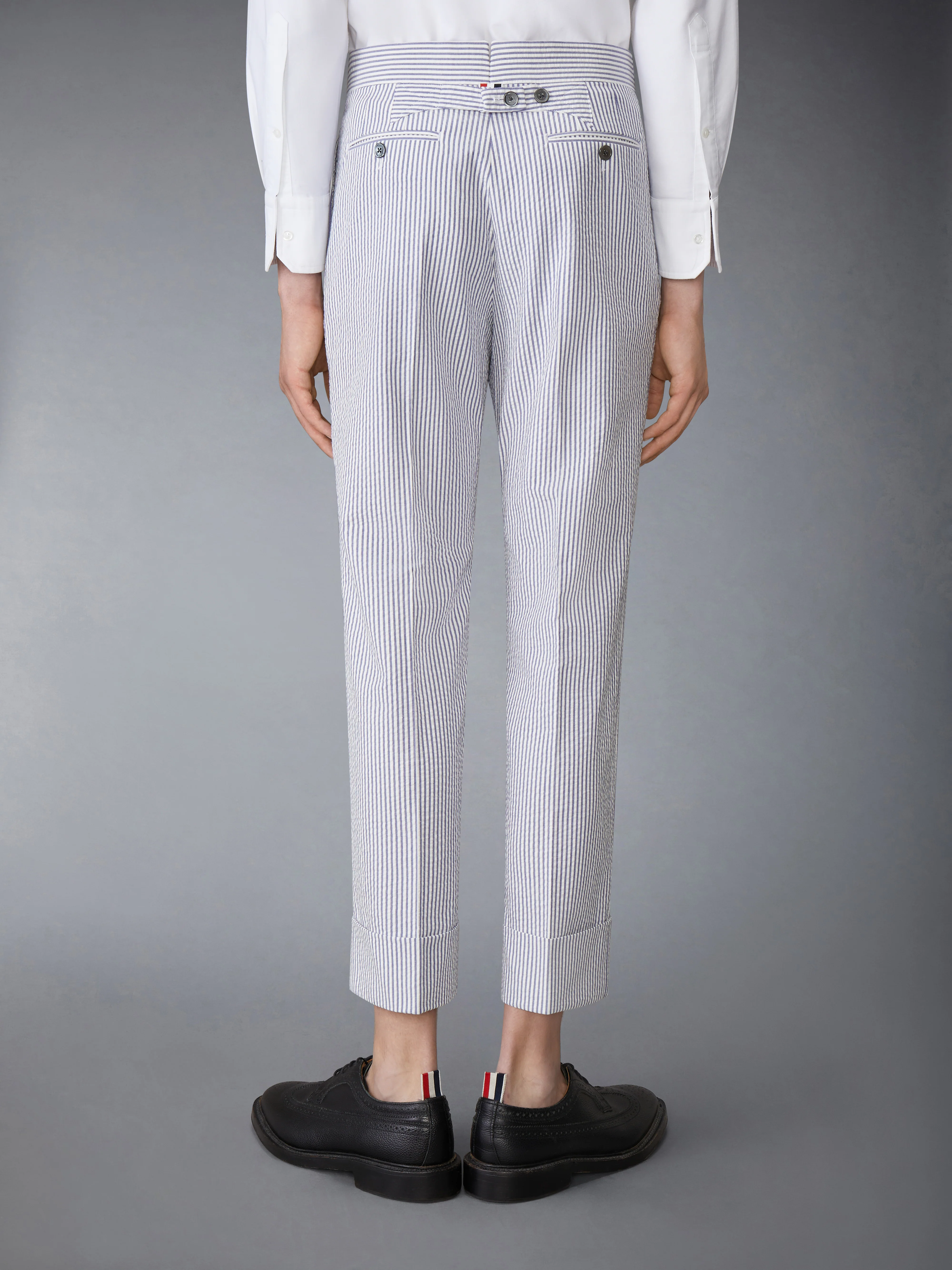 CLASSIC SEERSUCKER BACKSTRAP TROUSERS