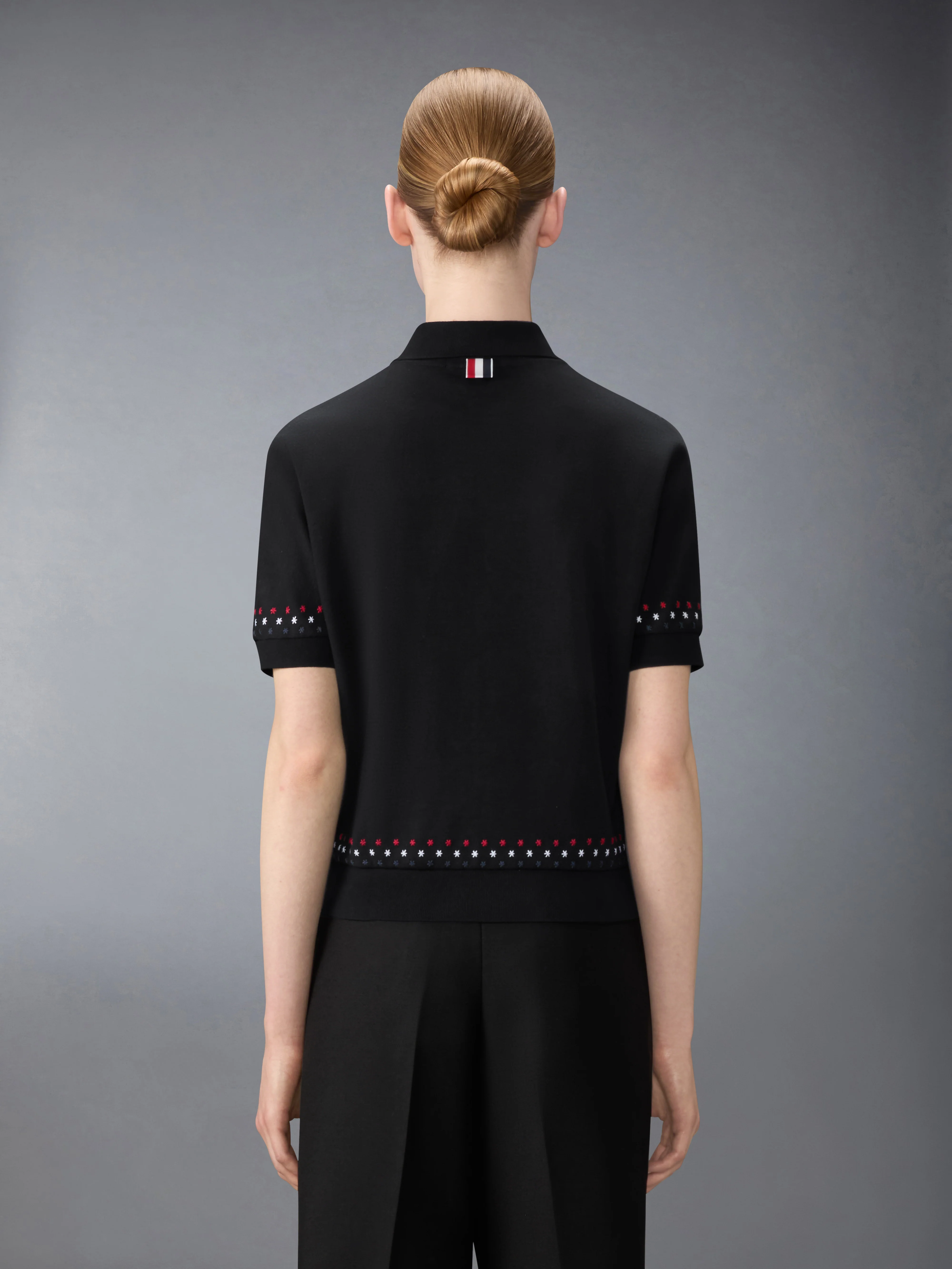 COTTON MILANO STARS & SNOWFLAKE EMBROIDERY POLO