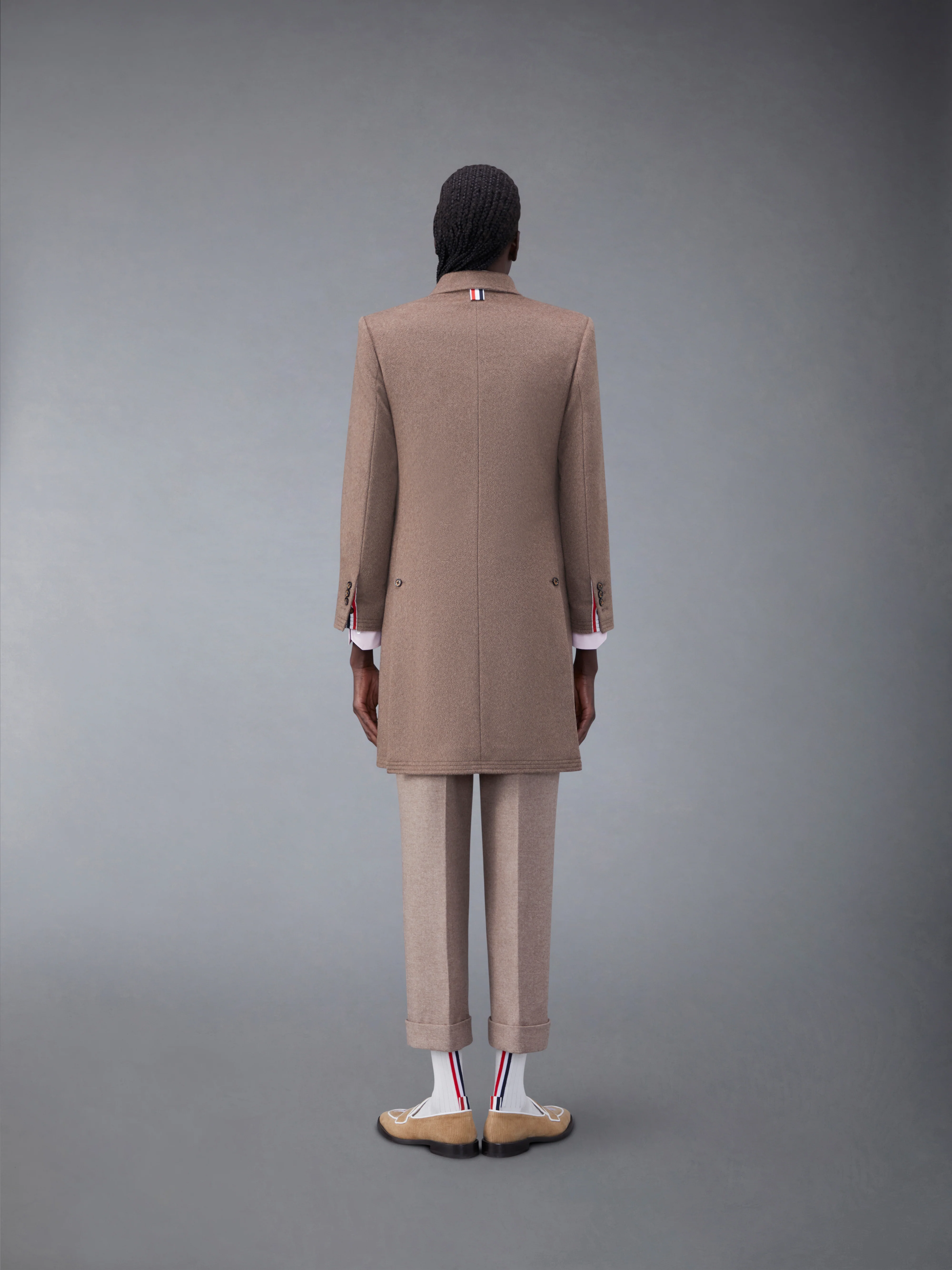 Coat Weight Cashmere Melange High Armhole Chesterfield Overcoat