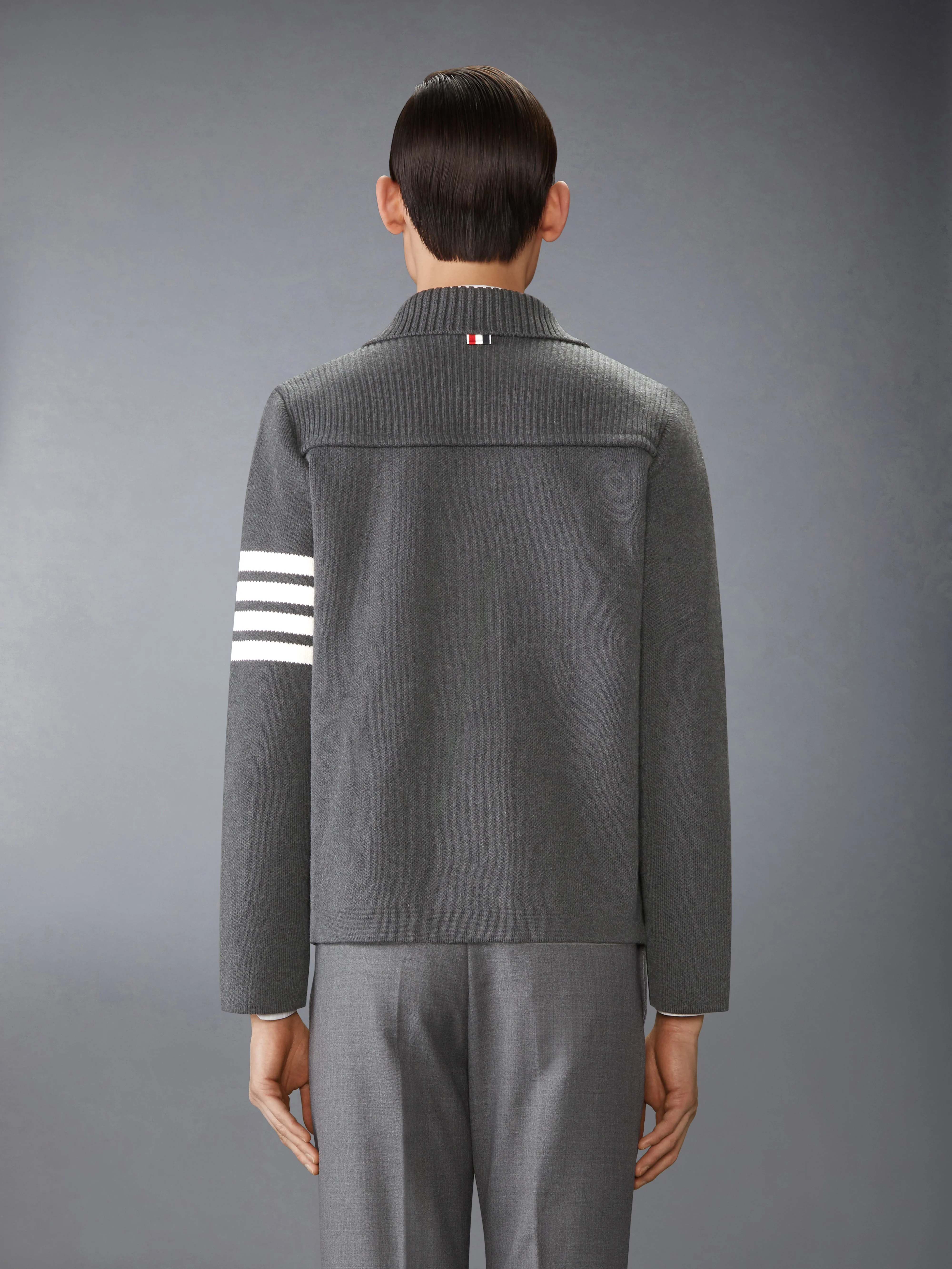 COTTON CASHMERE INTERLOCK 4-BAR POLO COLLAR JACKET
