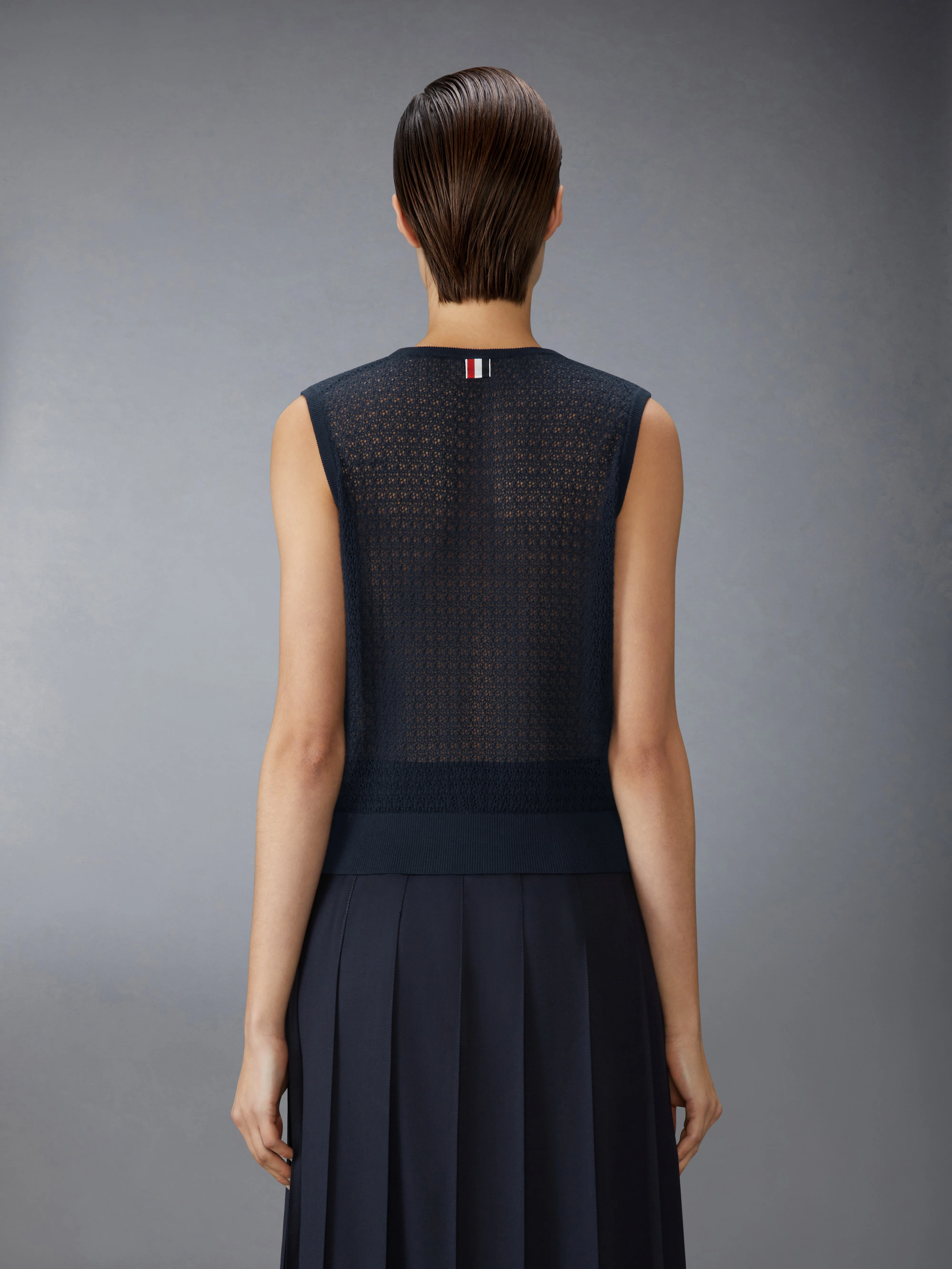 COTTON CASHMERE NECK TIE SHELL TOP