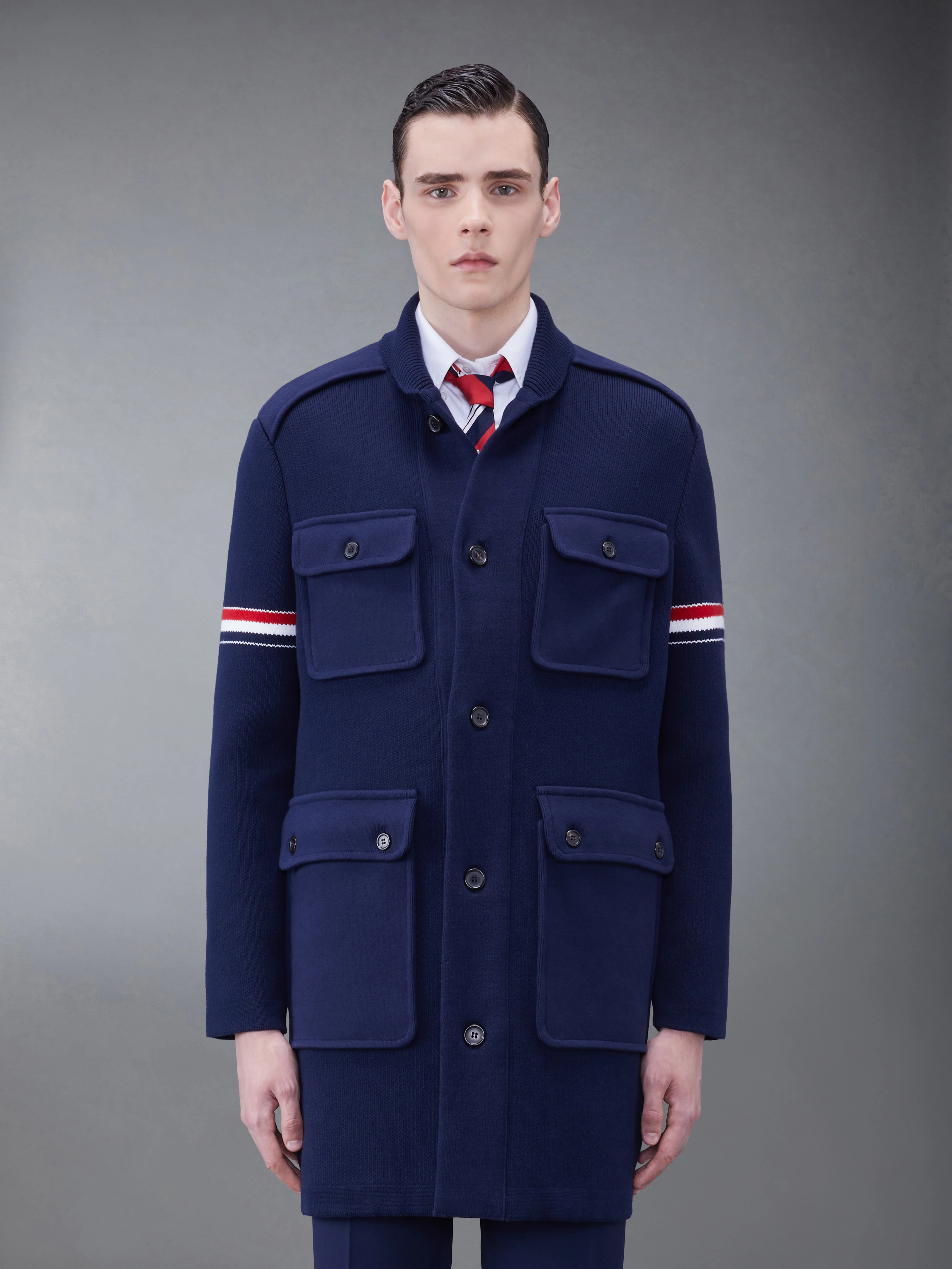 COTTON CASHMERE SHAWL COLLAR ARMBAND COAT