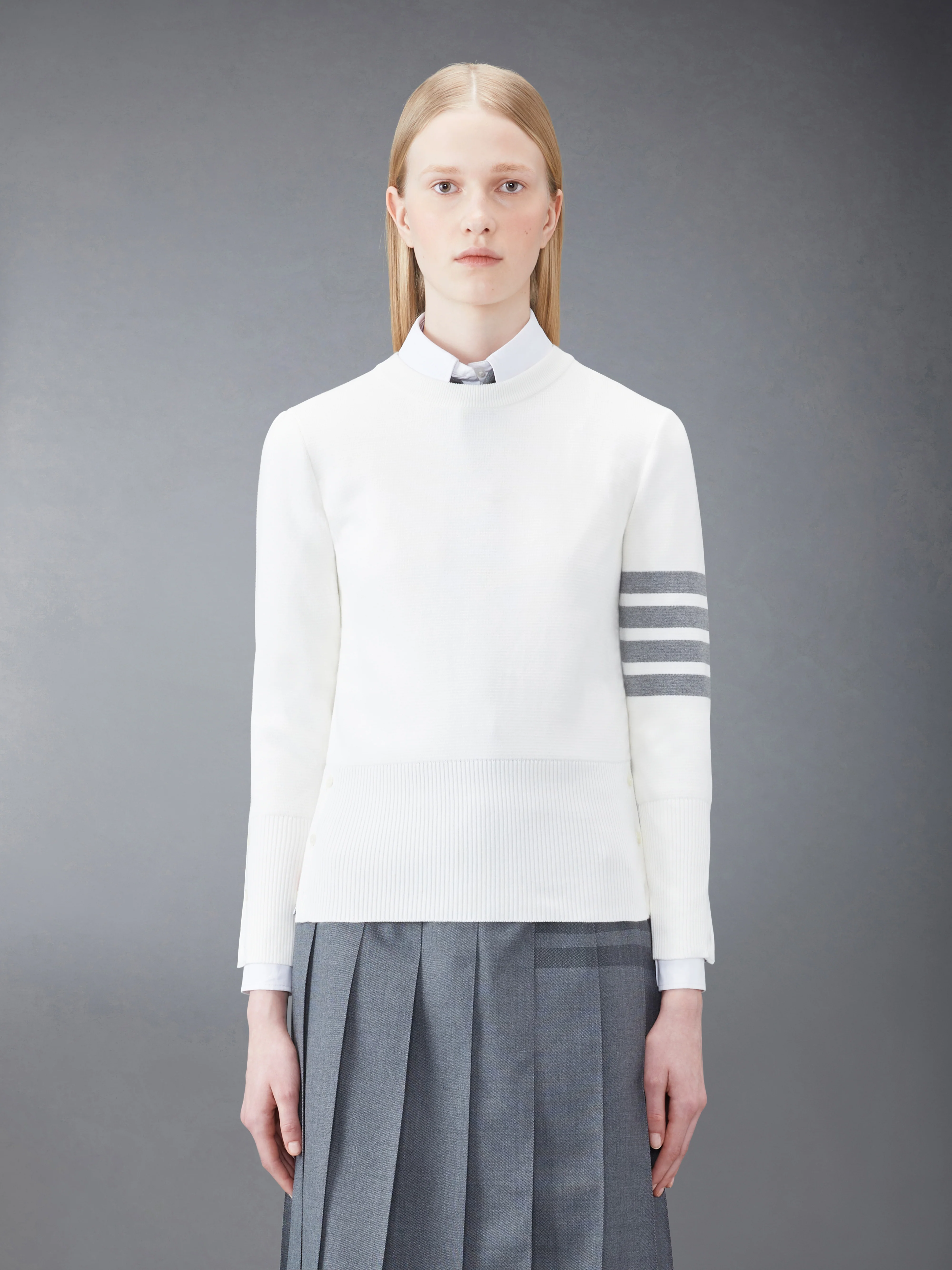 COTTON CREPE MILANO STITCH 4-BAR CLASSIC CREW NECK PULLOVER