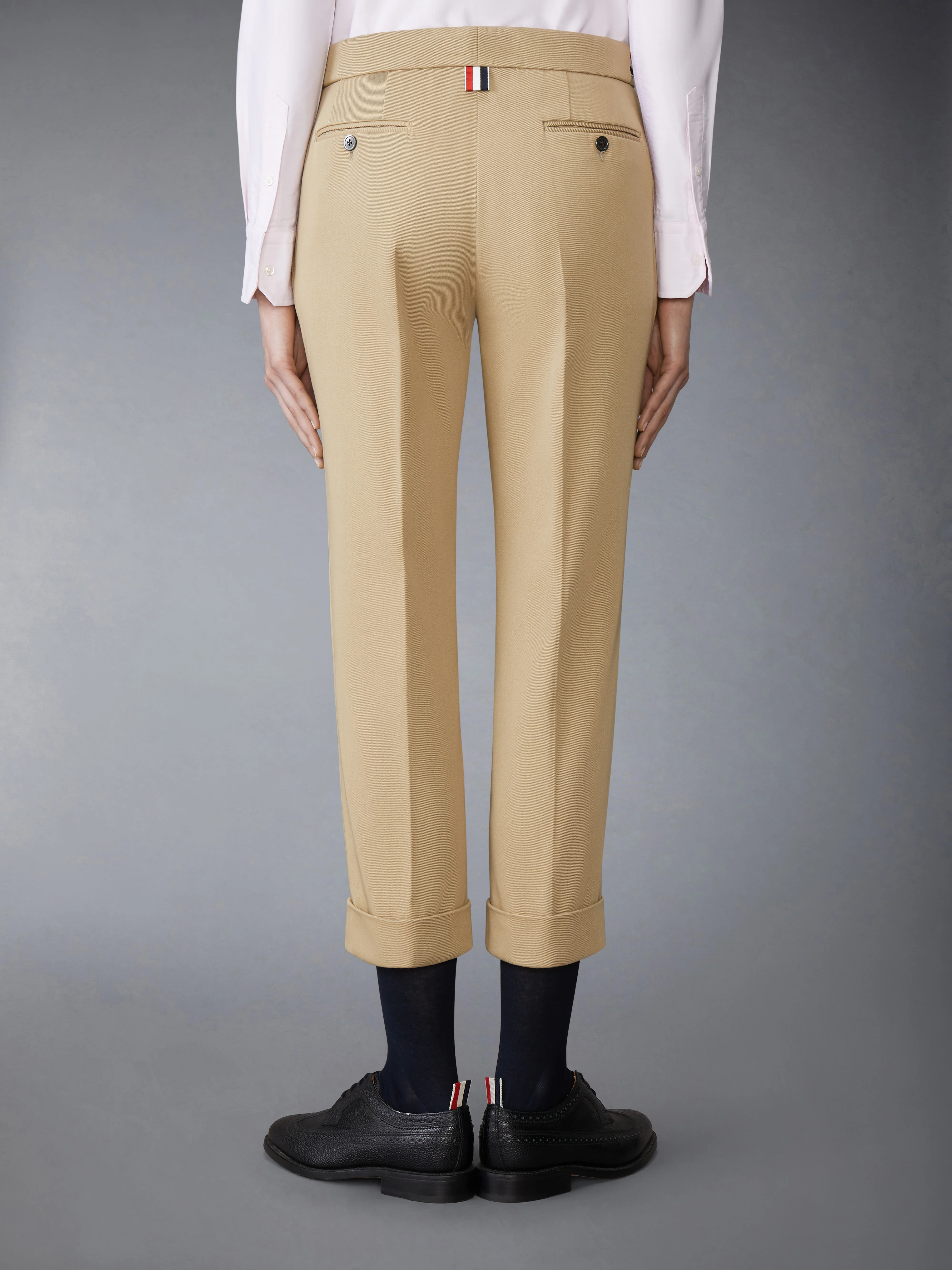 COTTON GABARDINE LOW RISE SLIM TROUSERS