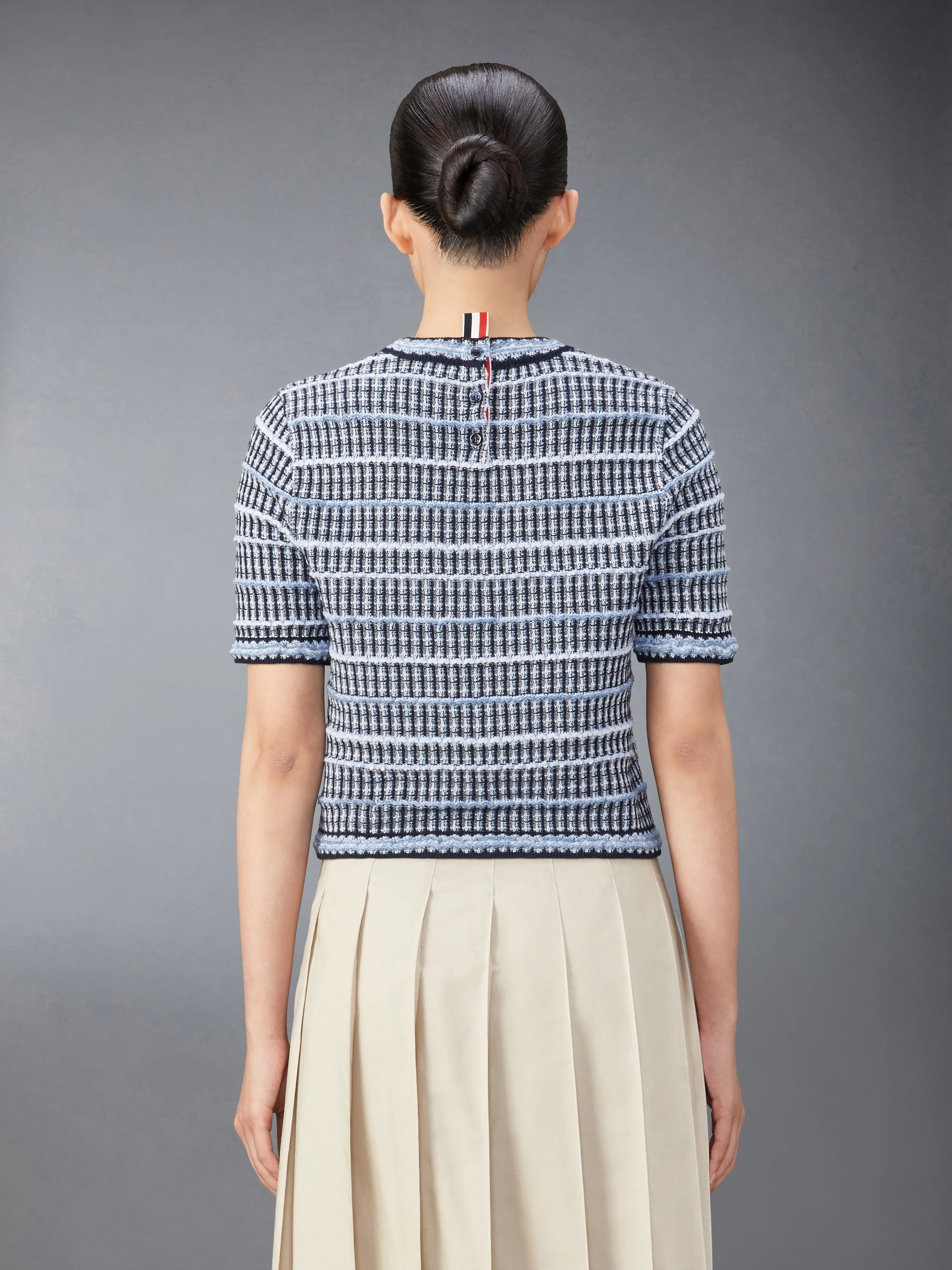 COTTON LINEN TWEED JACQUARD TEE