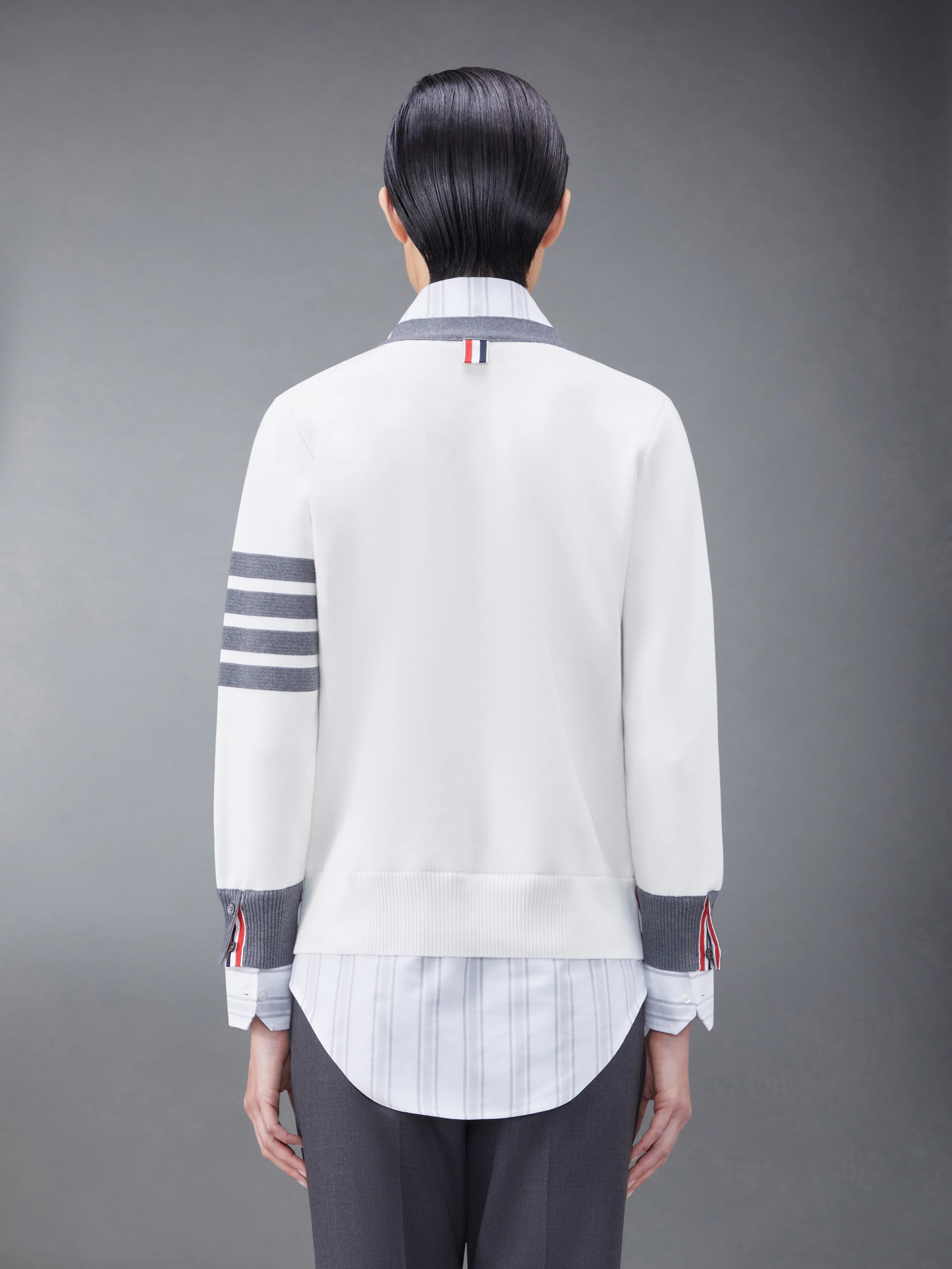 Cotton Milano and Oxford 4-Bar V-Neck Cardigan Shirt Combo
